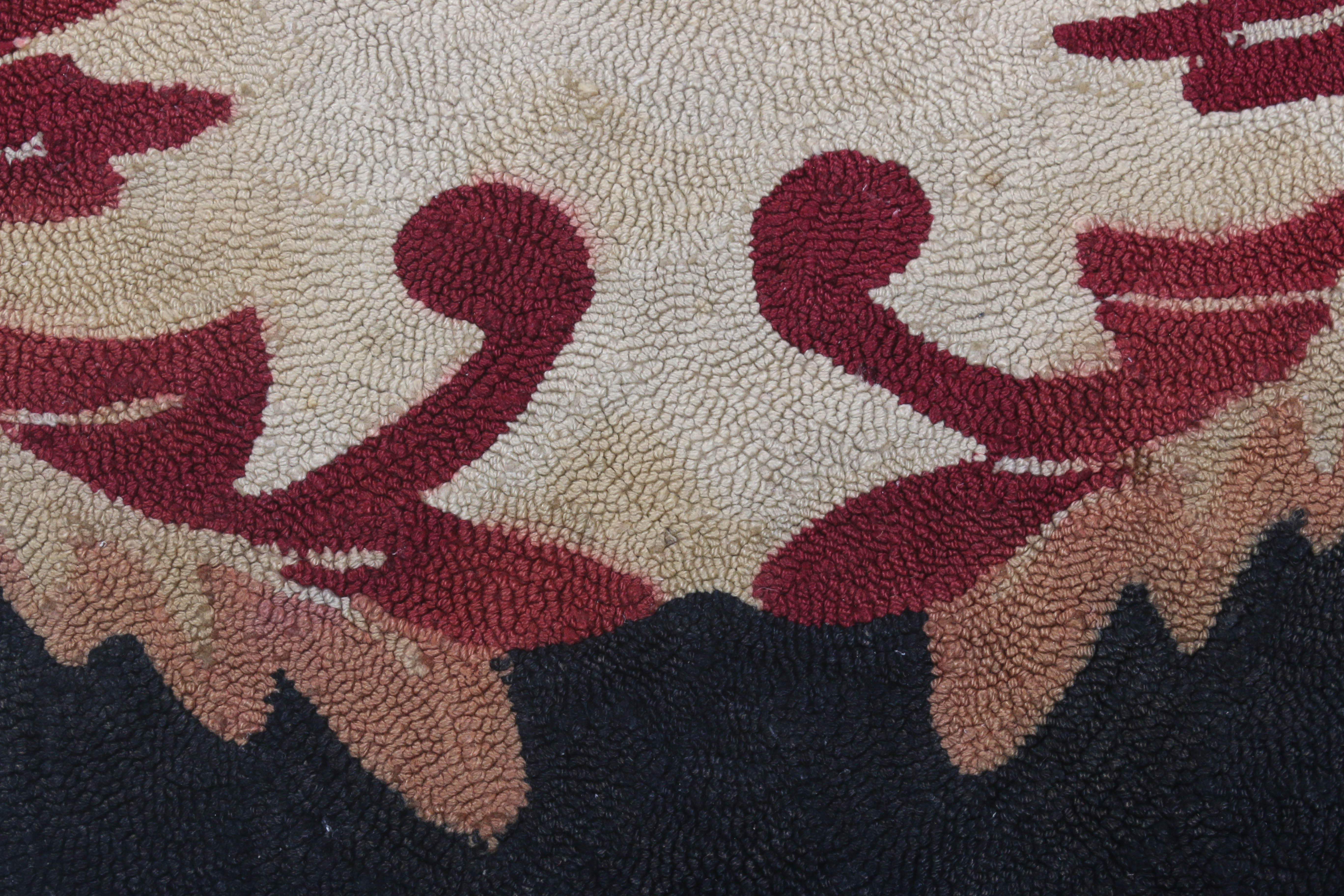 5'9 x 8'9 Hooked Floral Oval Rug, Wool Circa 1930