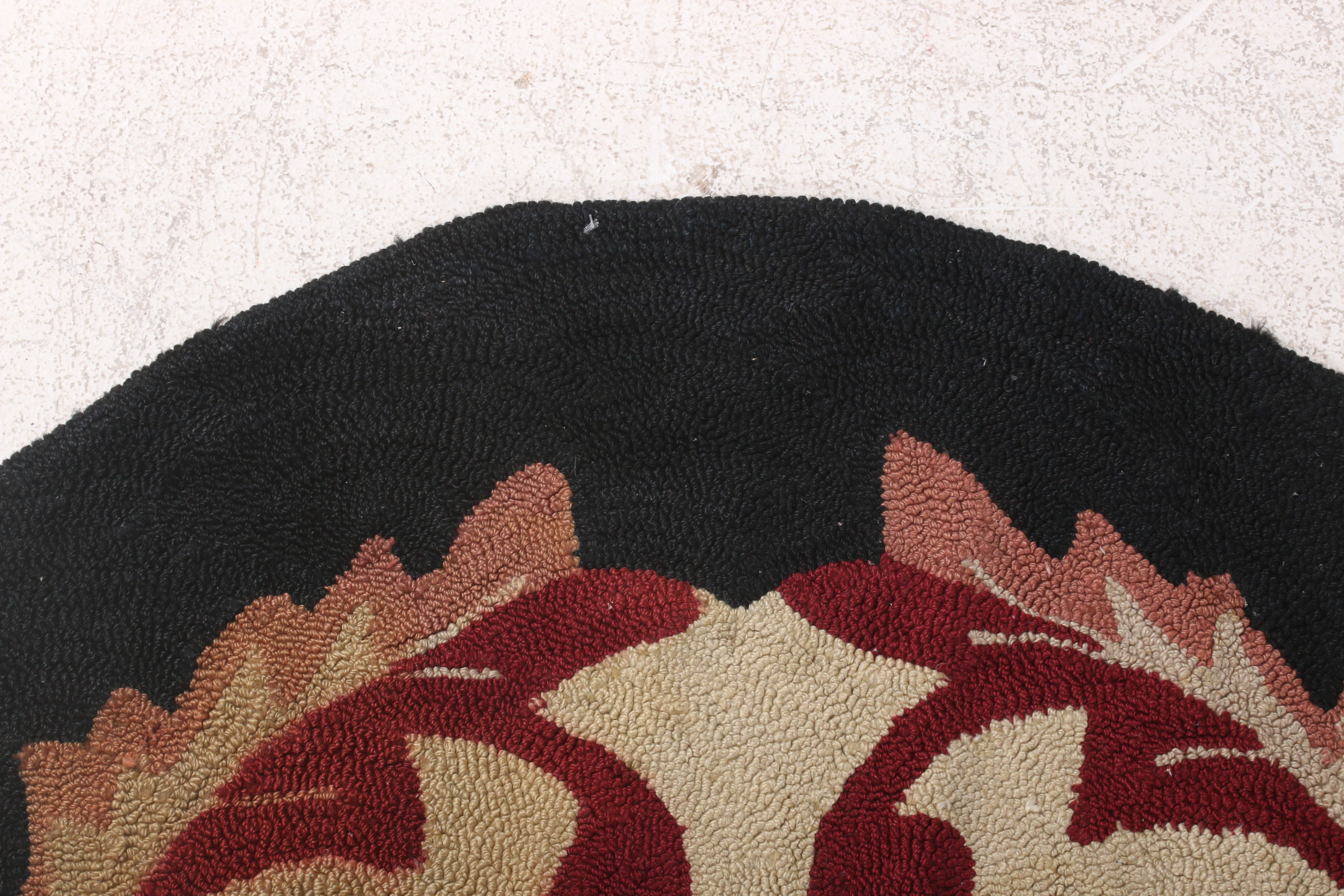 5'9 x 8'9 Hooked Floral Oval Rug, Wool Circa 1930