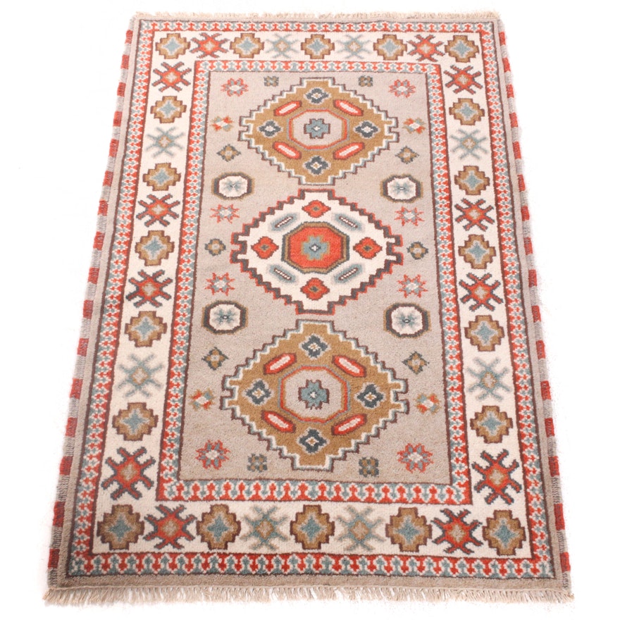 4'3 x 6'4 Hand-Knotted Indo-Caucasian Shirvan Wool Rug