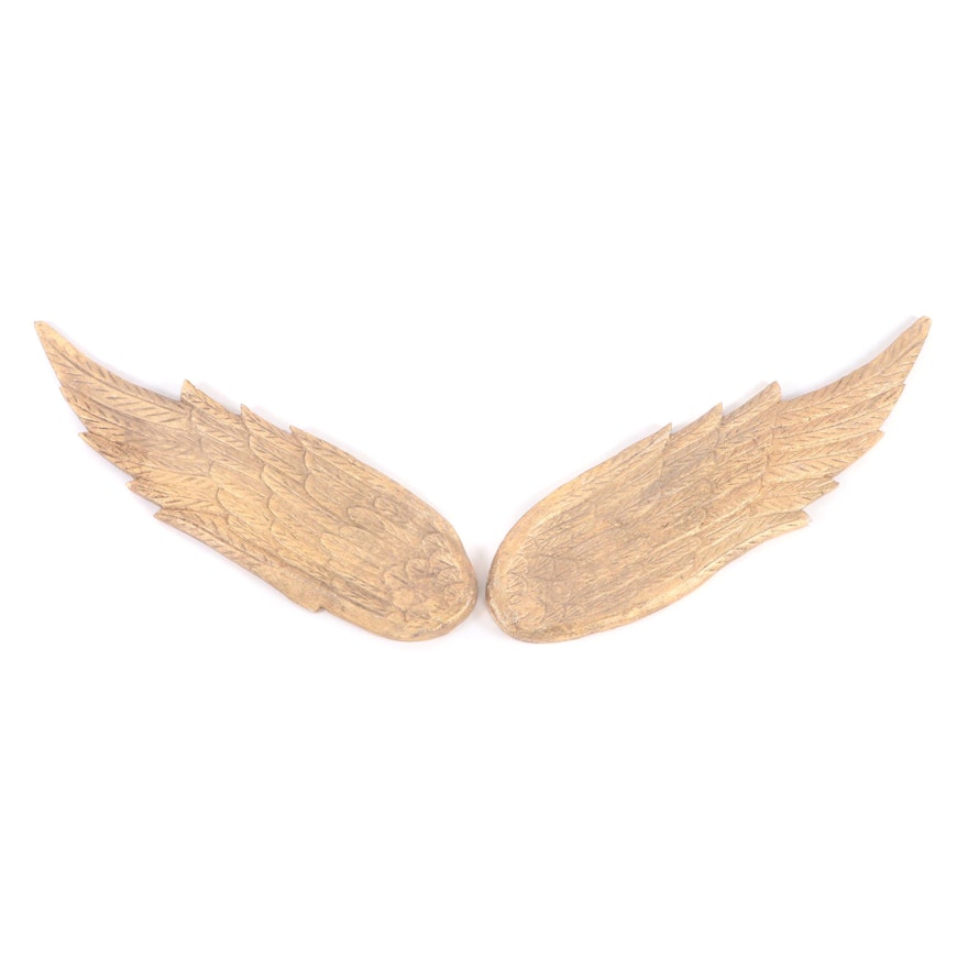 Folk Art Carved Wooden Wings
