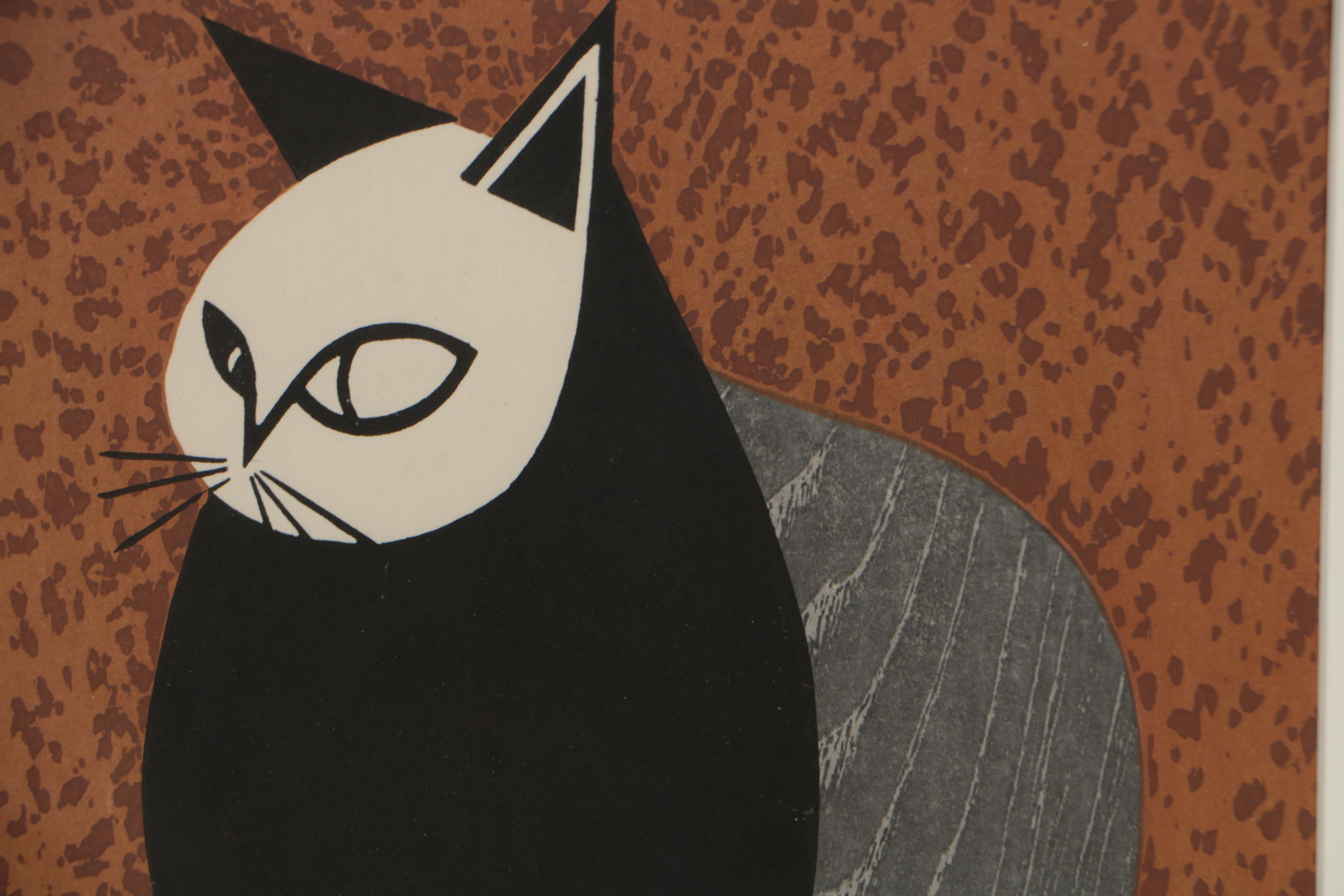 Kiyoshi Saitō Woodblock of Cat