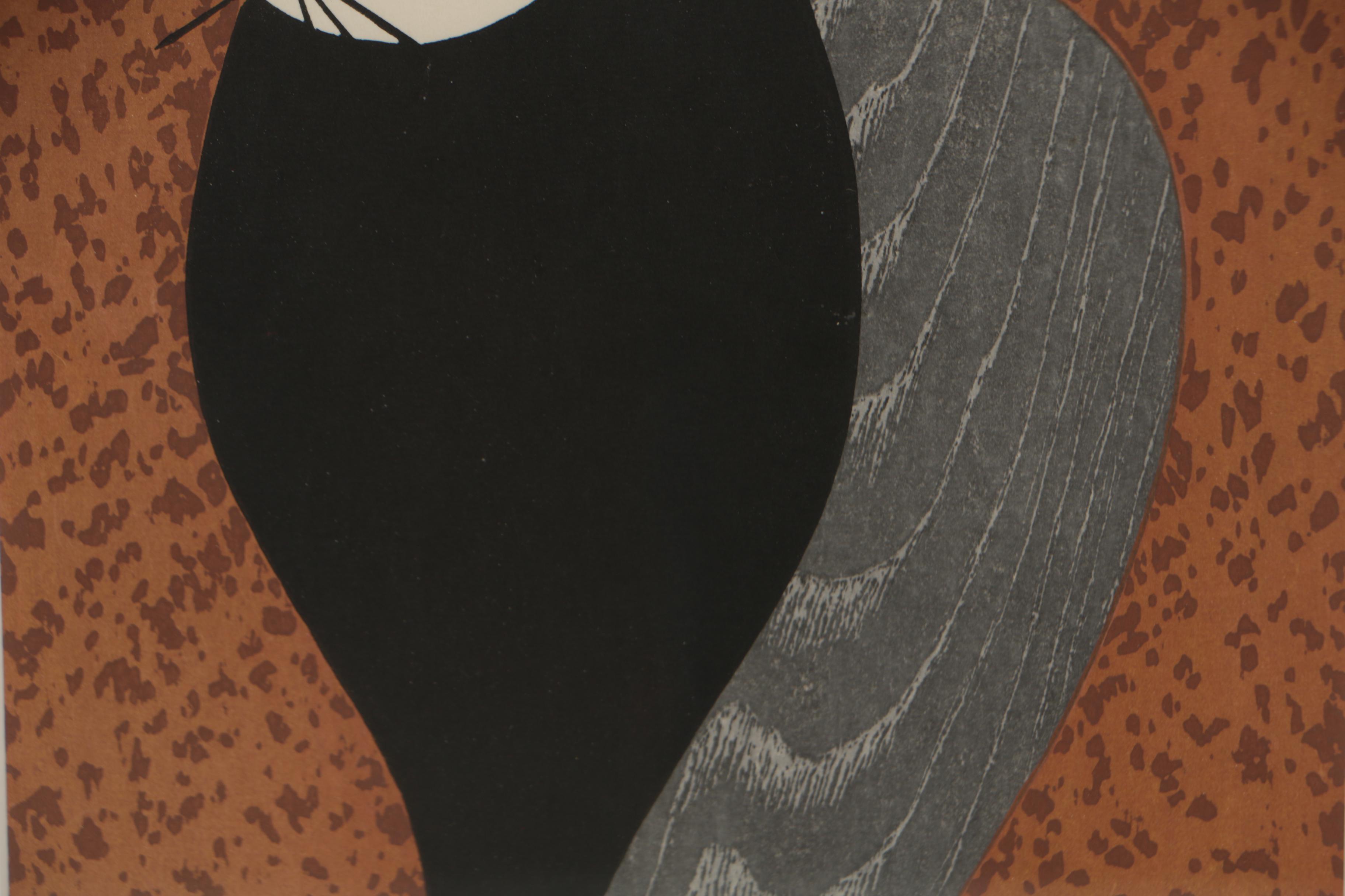 Kiyoshi Saitō Woodblock of Cat