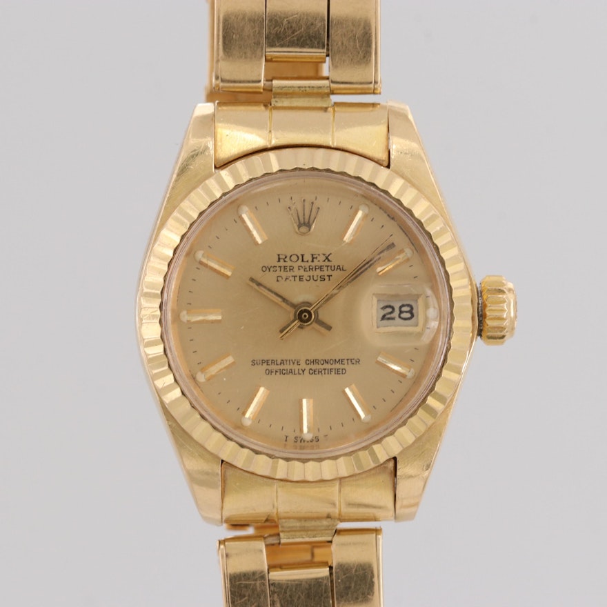 Vintage Rolex Datejust 18K Yellow Gold Automatic Wristwatch, 1979