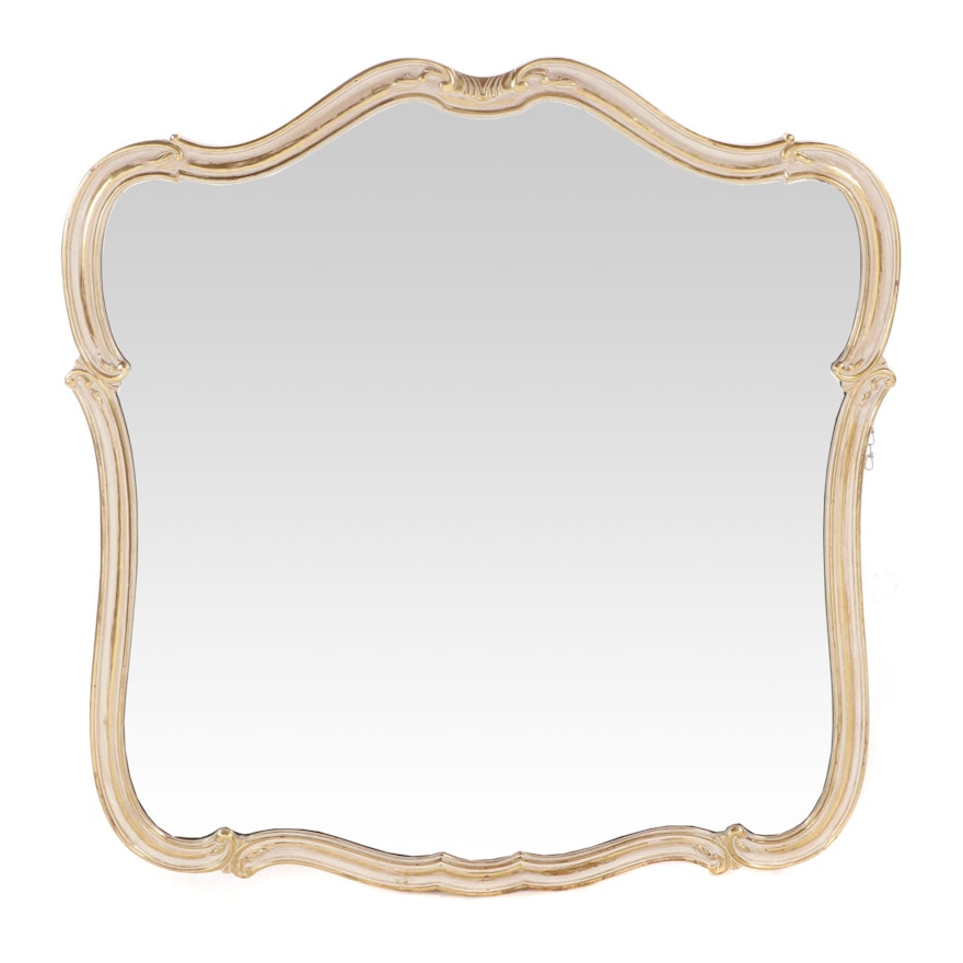 Rococo Style Wall Hanging Mirror with Painted Gold Finish Frame