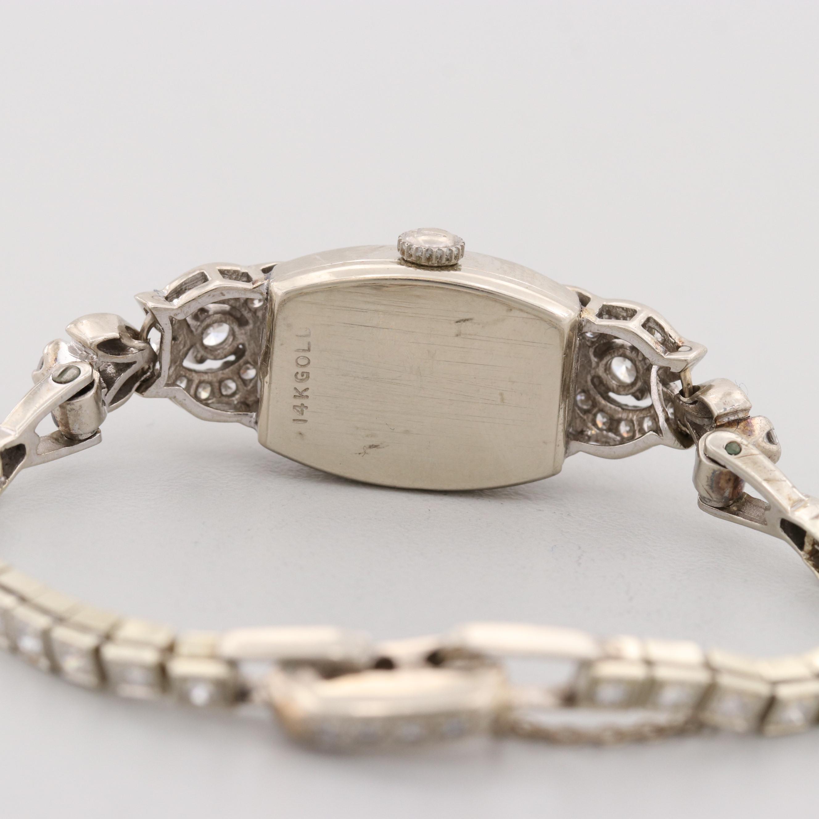 Vintage Hamilton 14K White Gold 2.55 CTW Diamond Quartz Watch