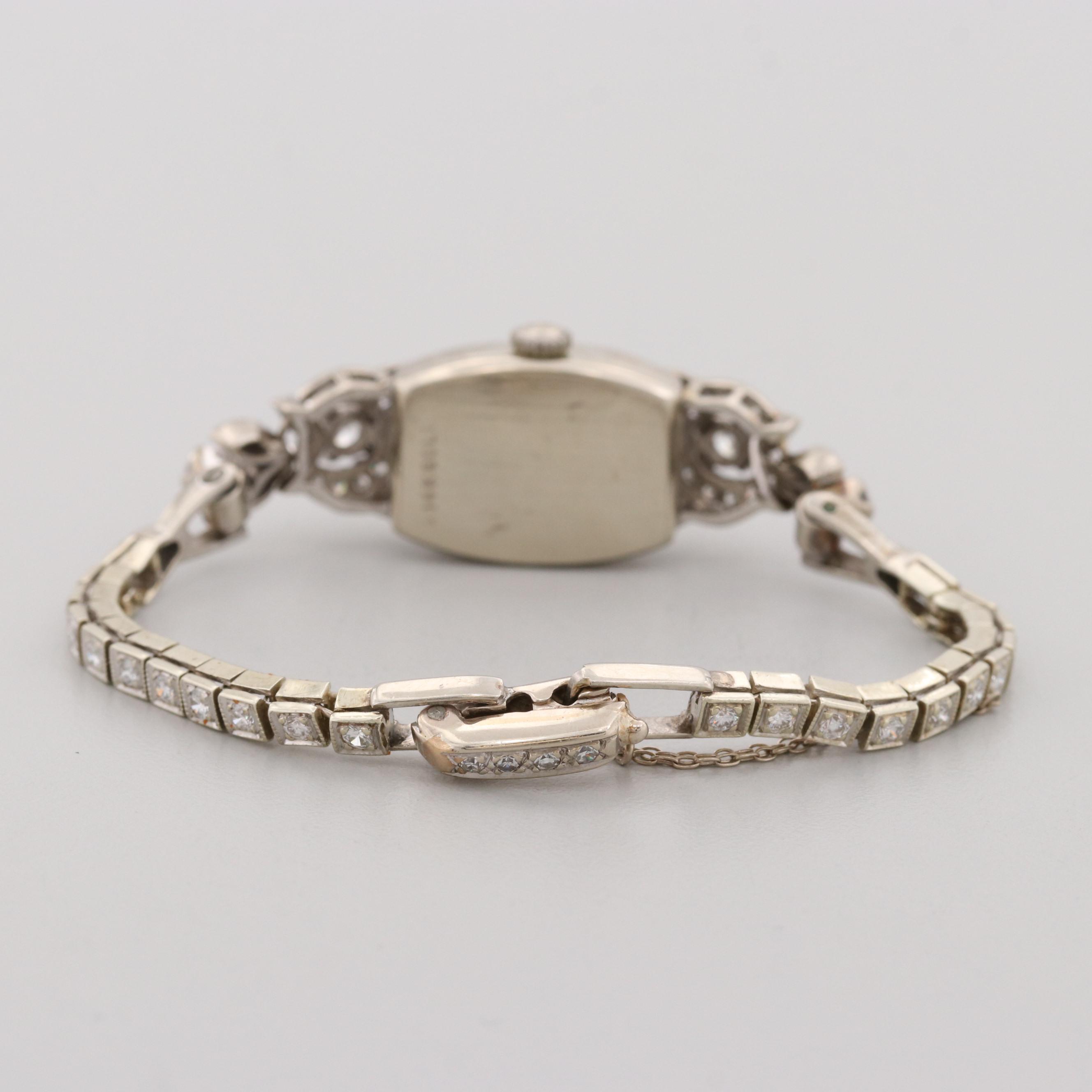 Vintage Hamilton 14K White Gold 2.55 CTW Diamond Quartz Watch