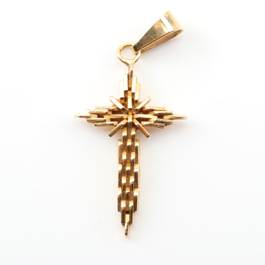 18K Yellow Gold Cross Pendant