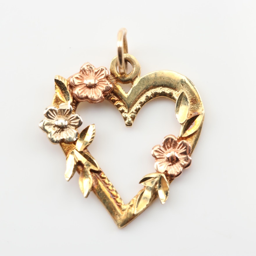 14K Yellow Gold Heart Pendant