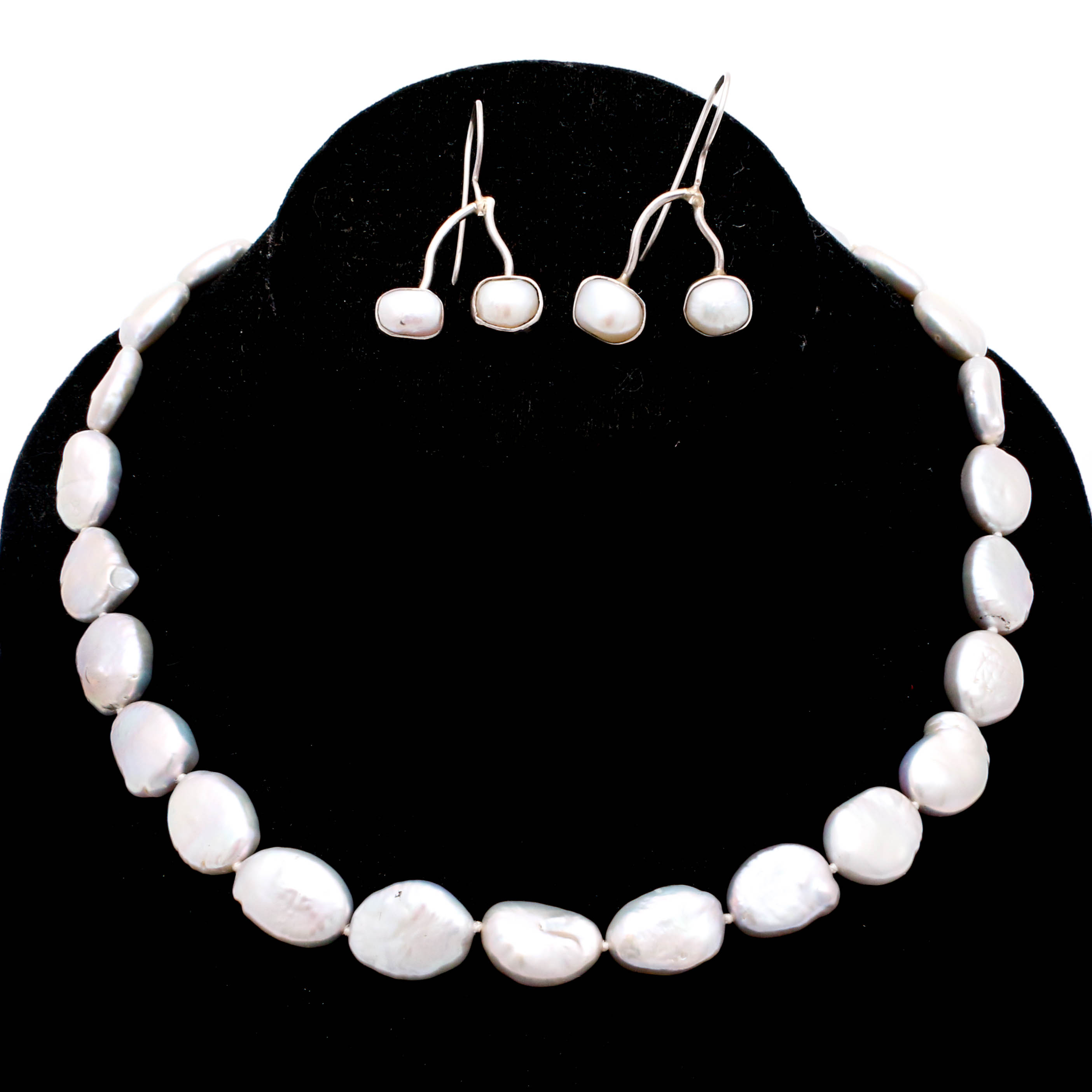Suj Designs Sterling Silver Freshwater Pearl Necklace and Earrings