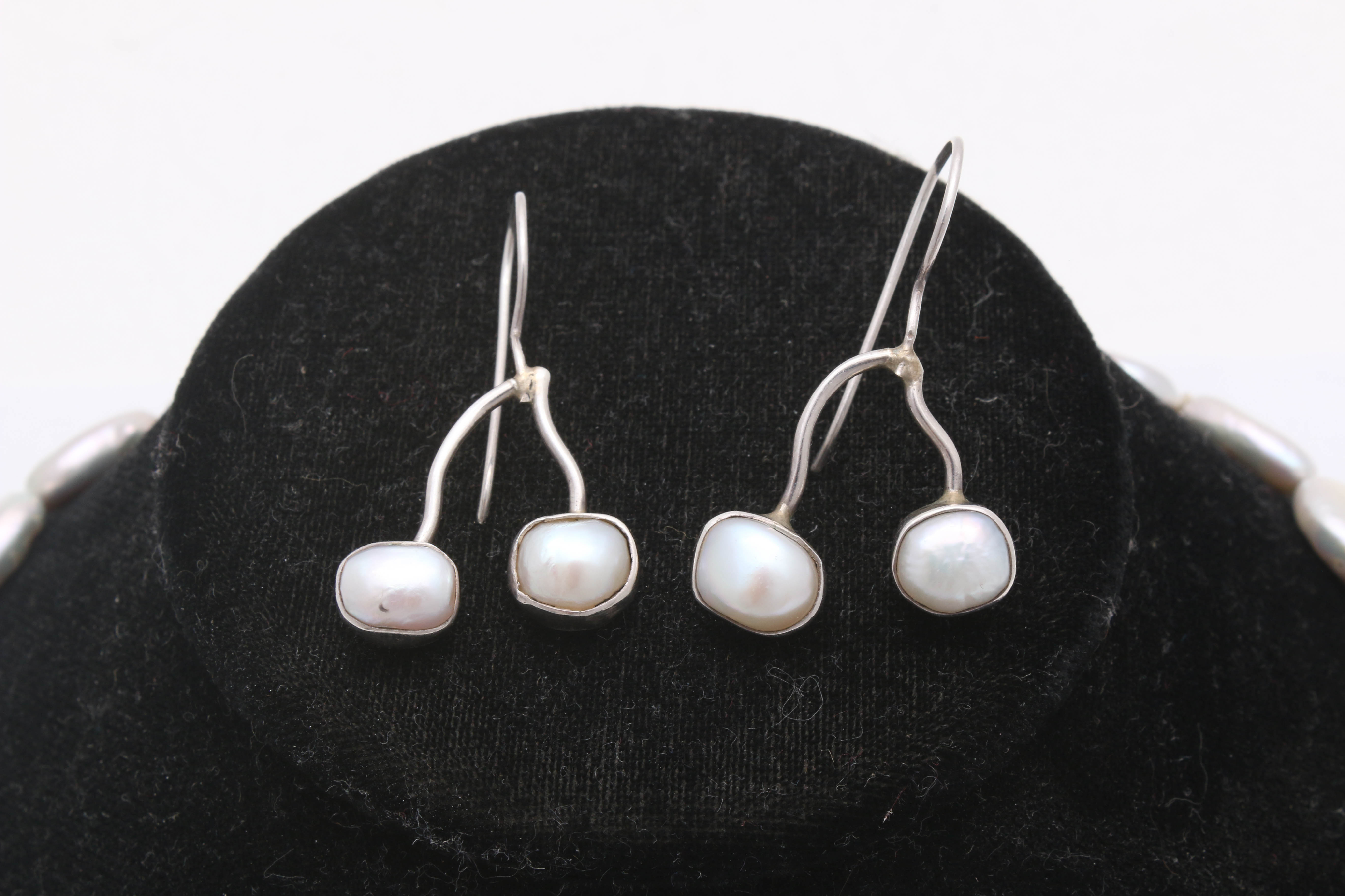 Suj Designs Sterling Silver Freshwater Pearl Necklace and Earrings