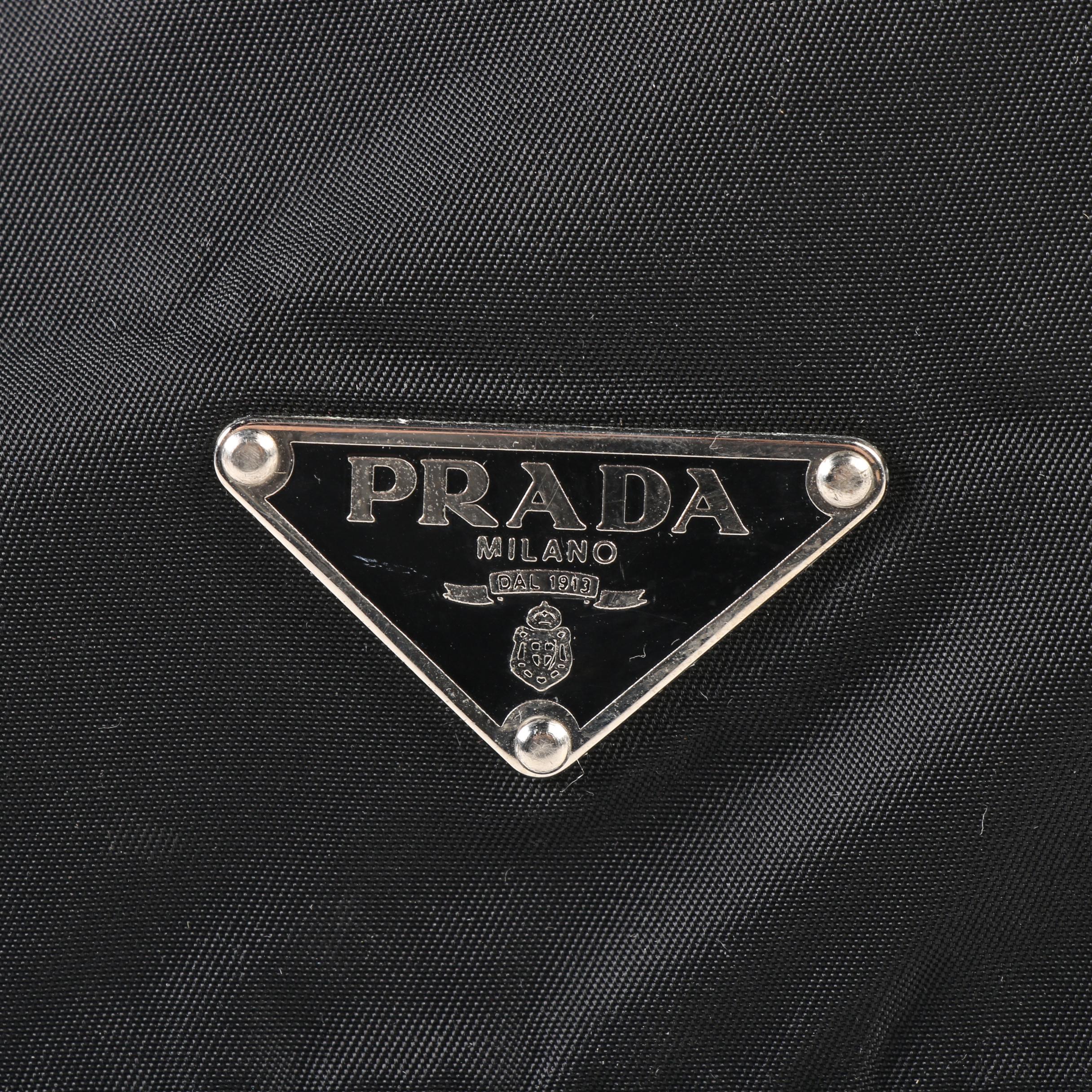 Prada Black Nylon and Leather Demi Sac Bag