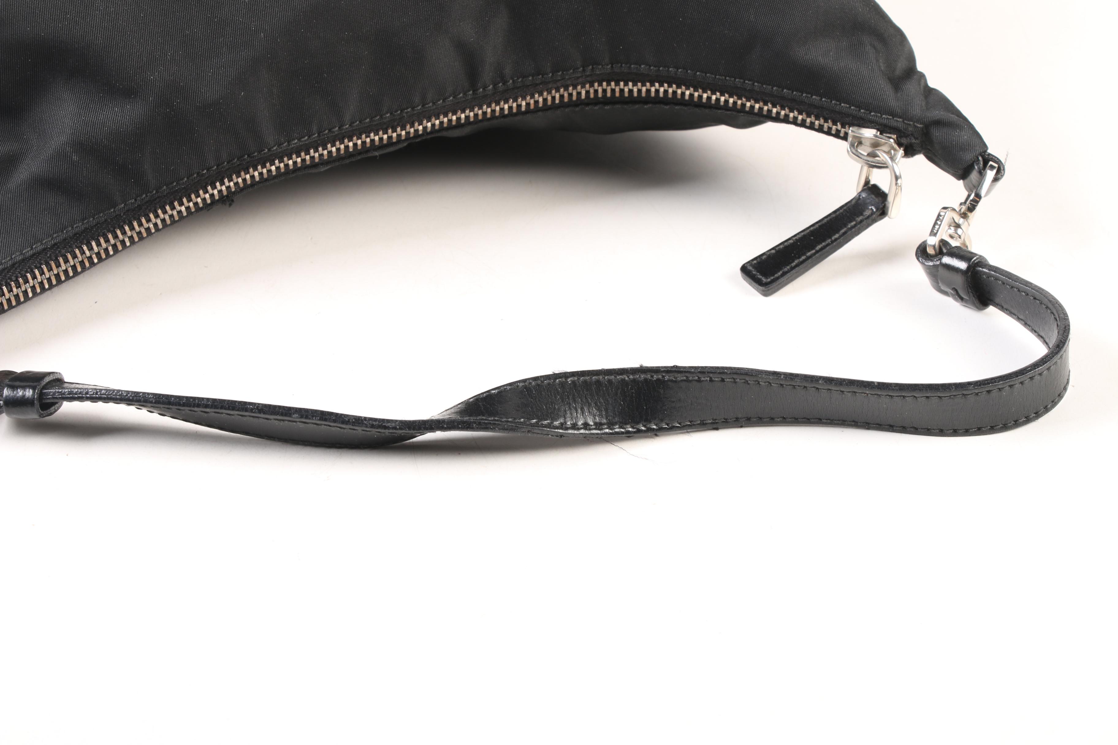 Prada Black Nylon and Leather Demi Sac Bag
