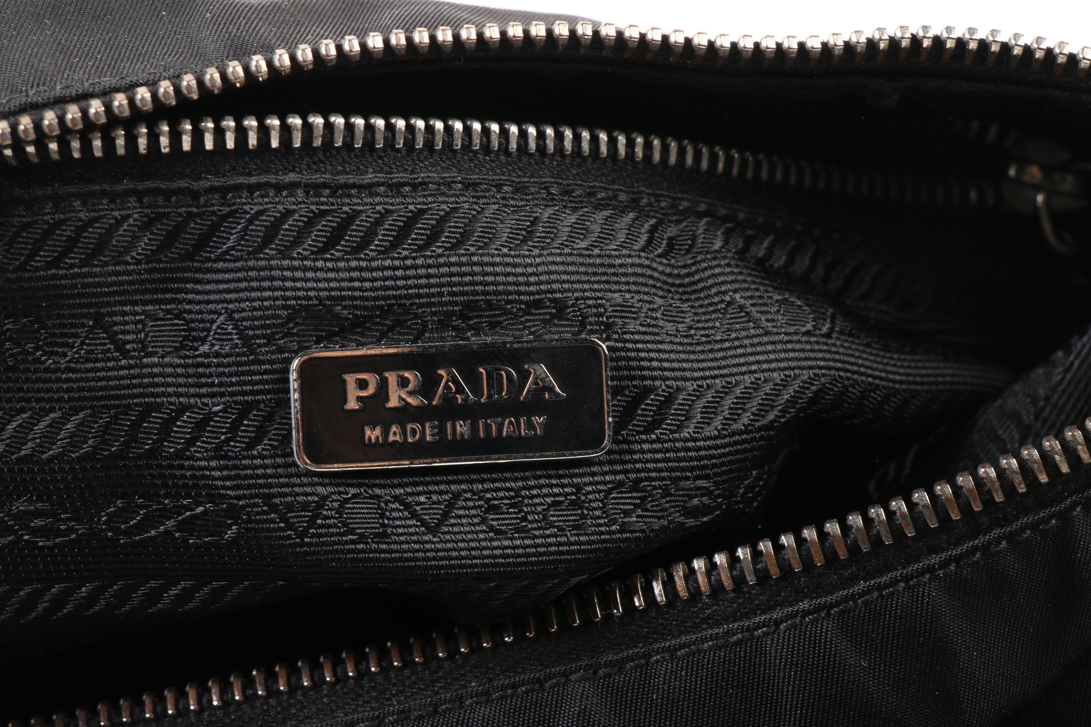 Prada Black Nylon and Leather Demi Sac Bag