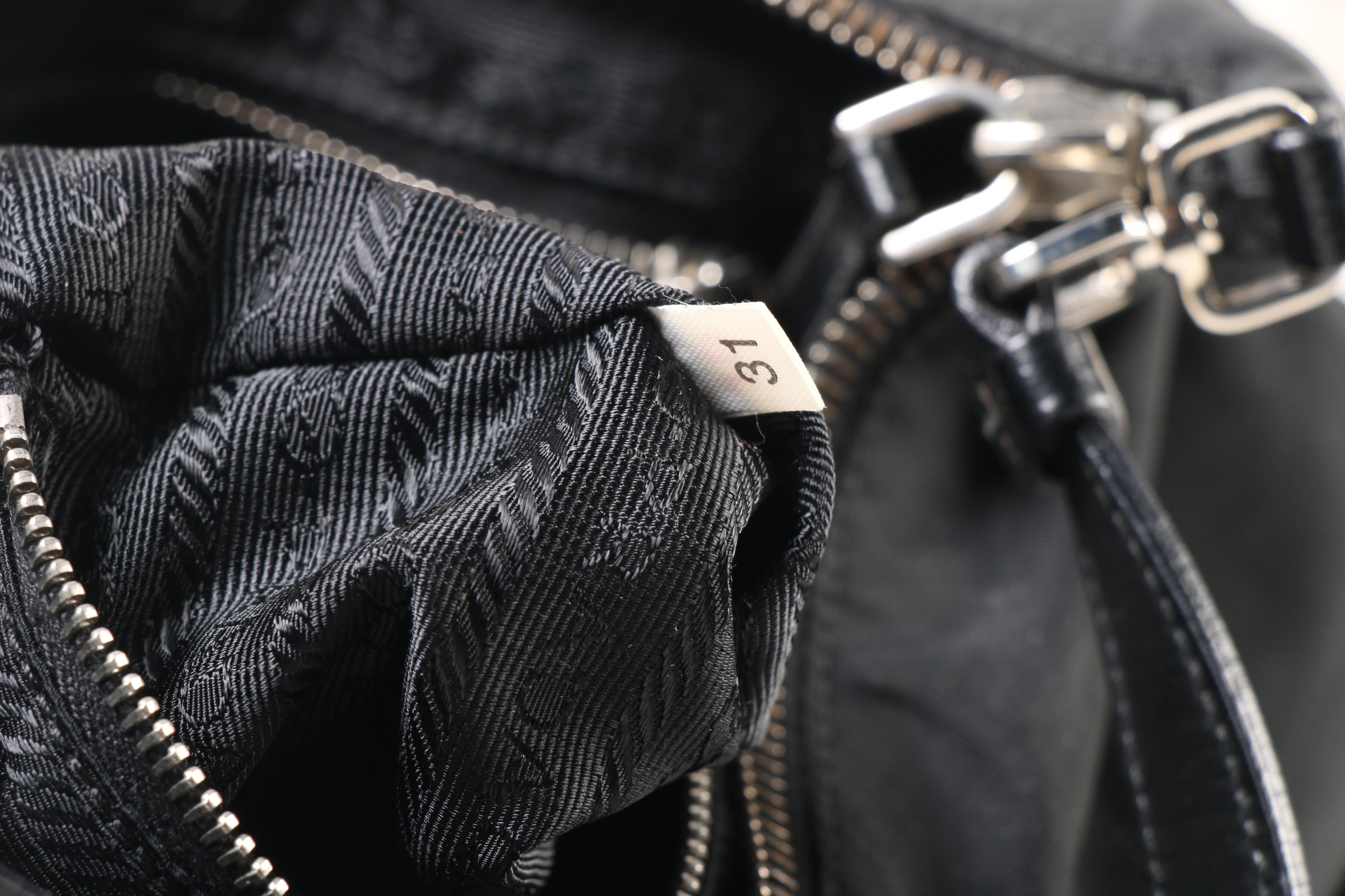 Prada Black Nylon and Leather Demi Sac Bag