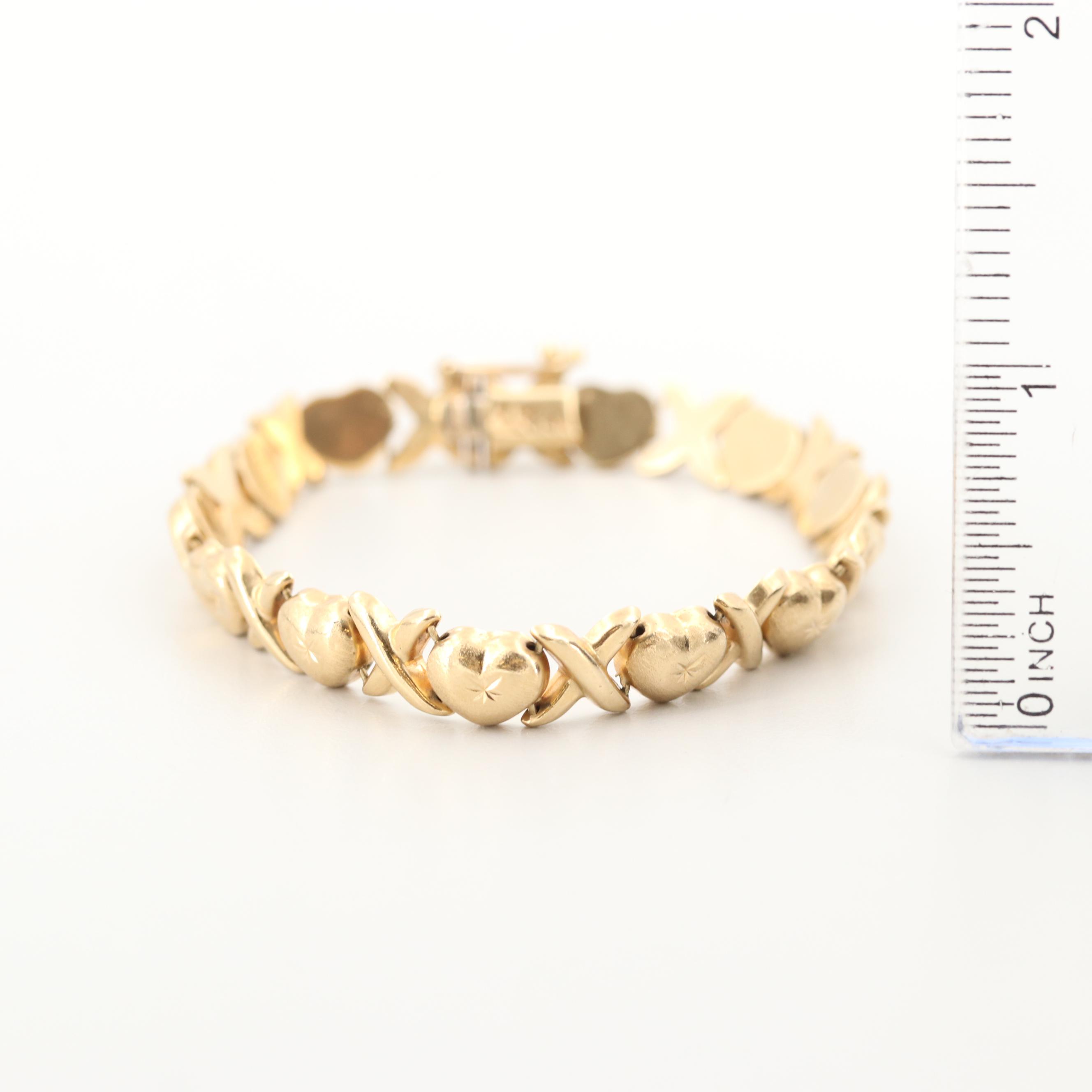 14K Yellow Gold  Hugs and Kisses Bracelet