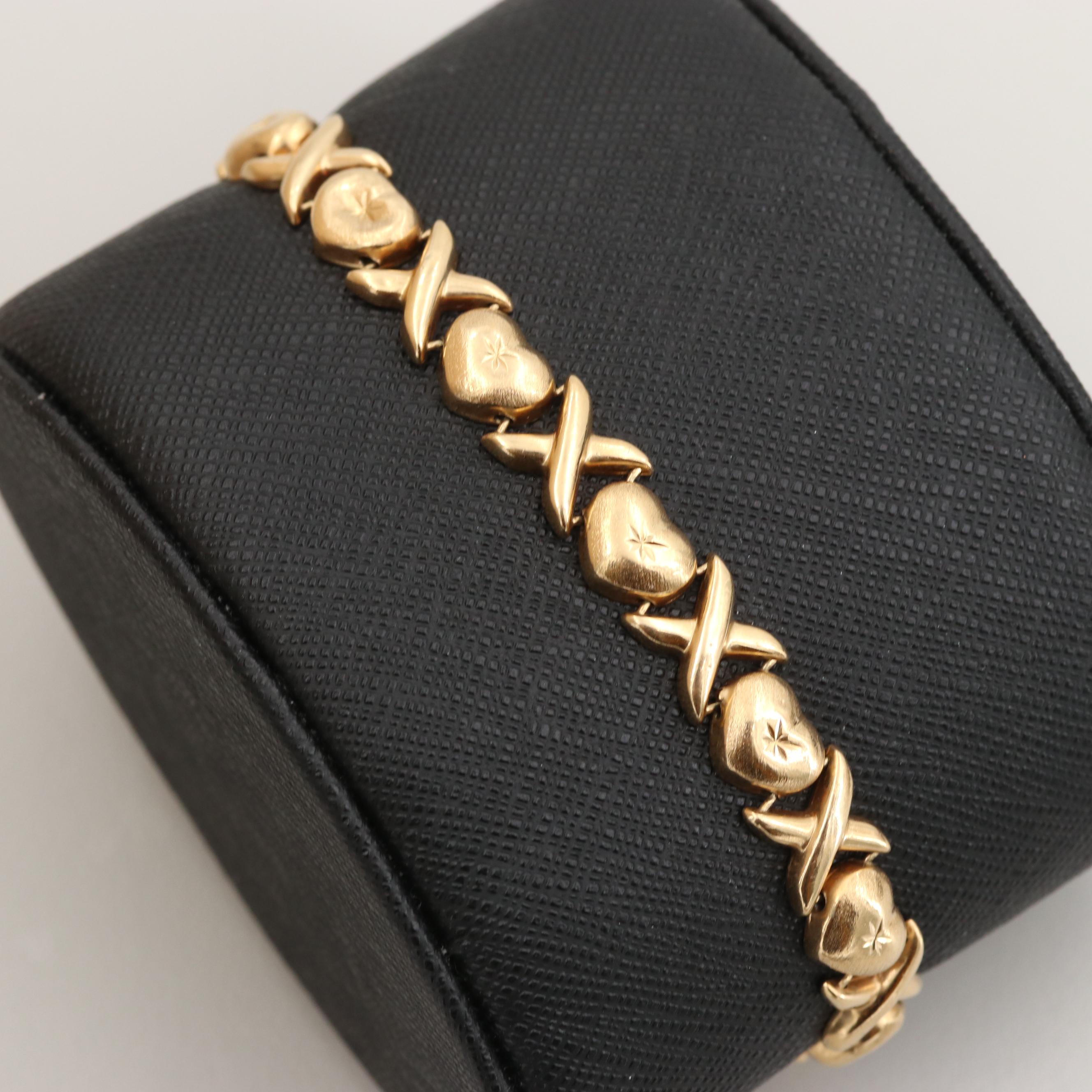 14K Yellow Gold  Hugs and Kisses Bracelet