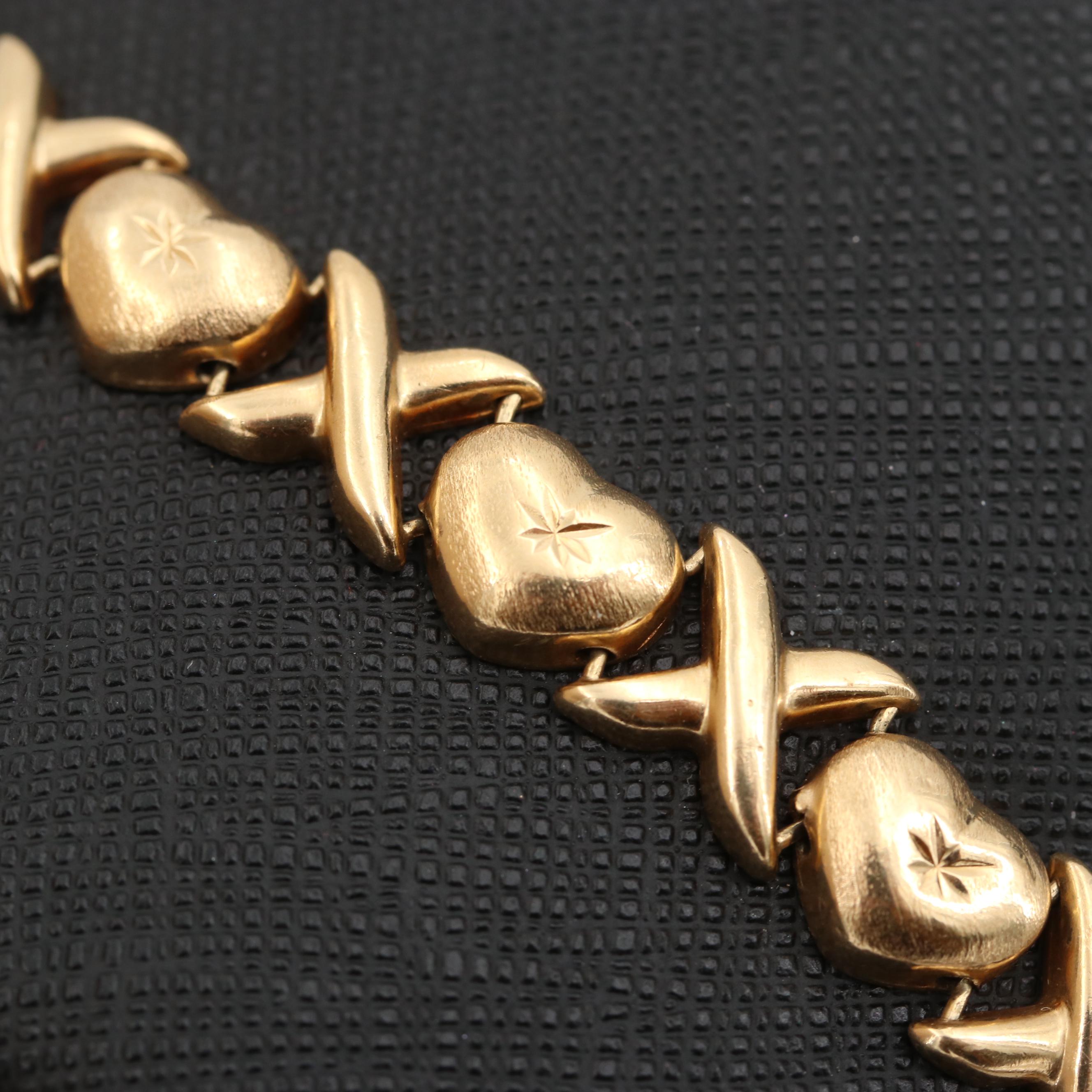 14K Yellow Gold  Hugs and Kisses Bracelet