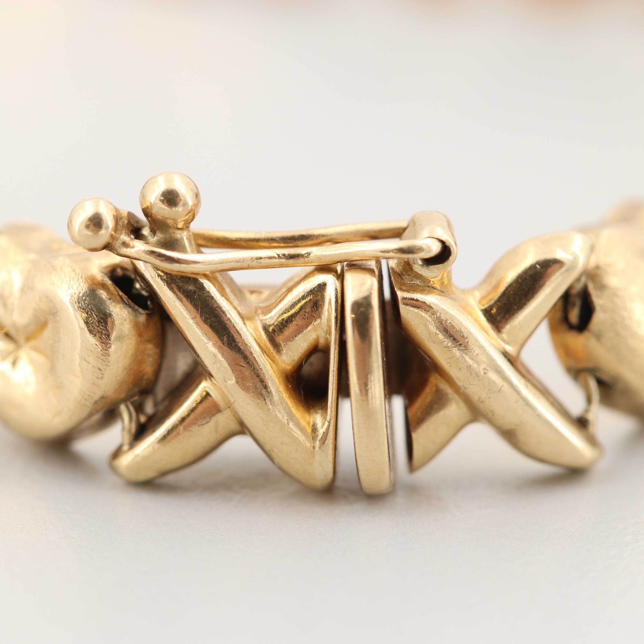 14K Yellow Gold  Hugs and Kisses Bracelet