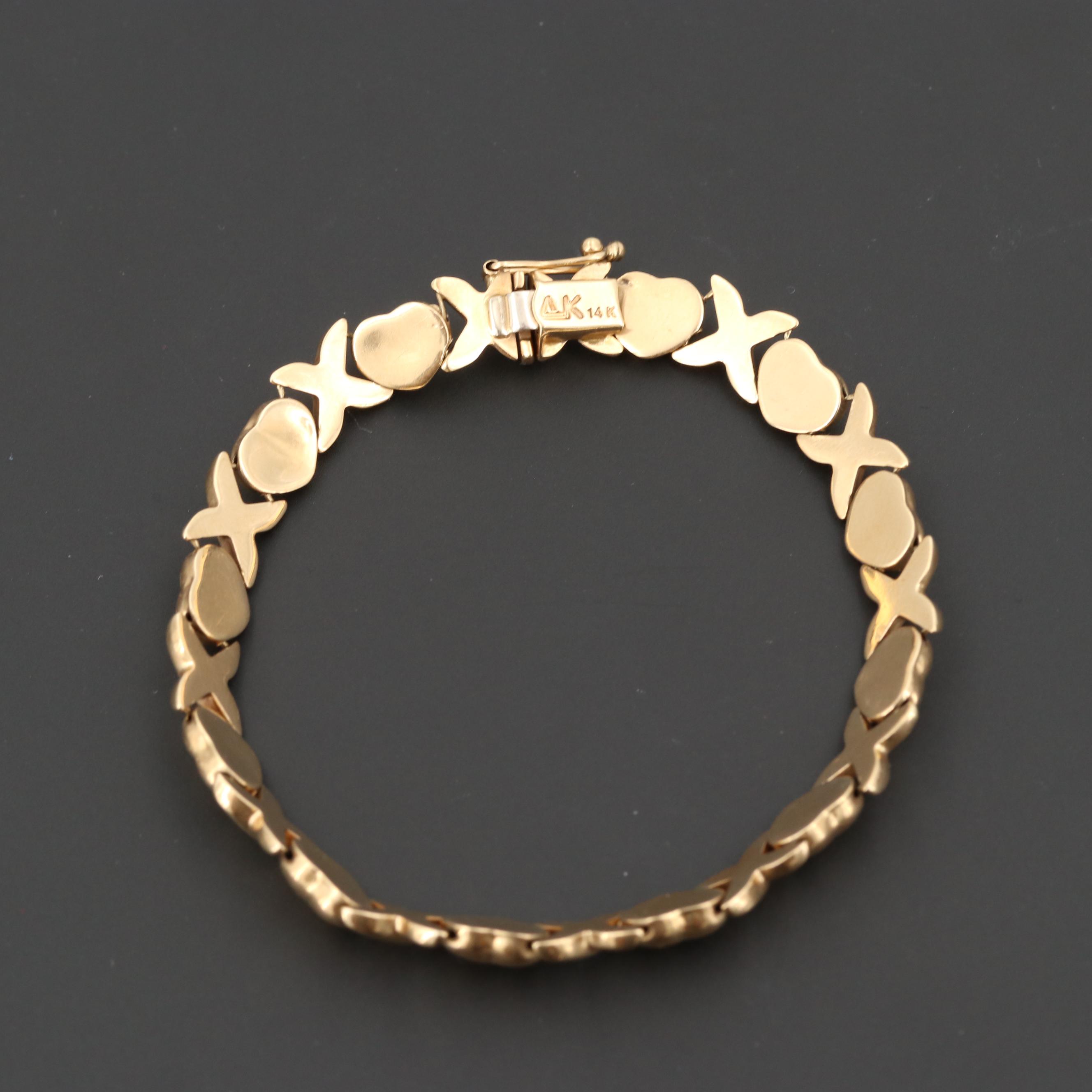 14K Yellow Gold  Hugs and Kisses Bracelet