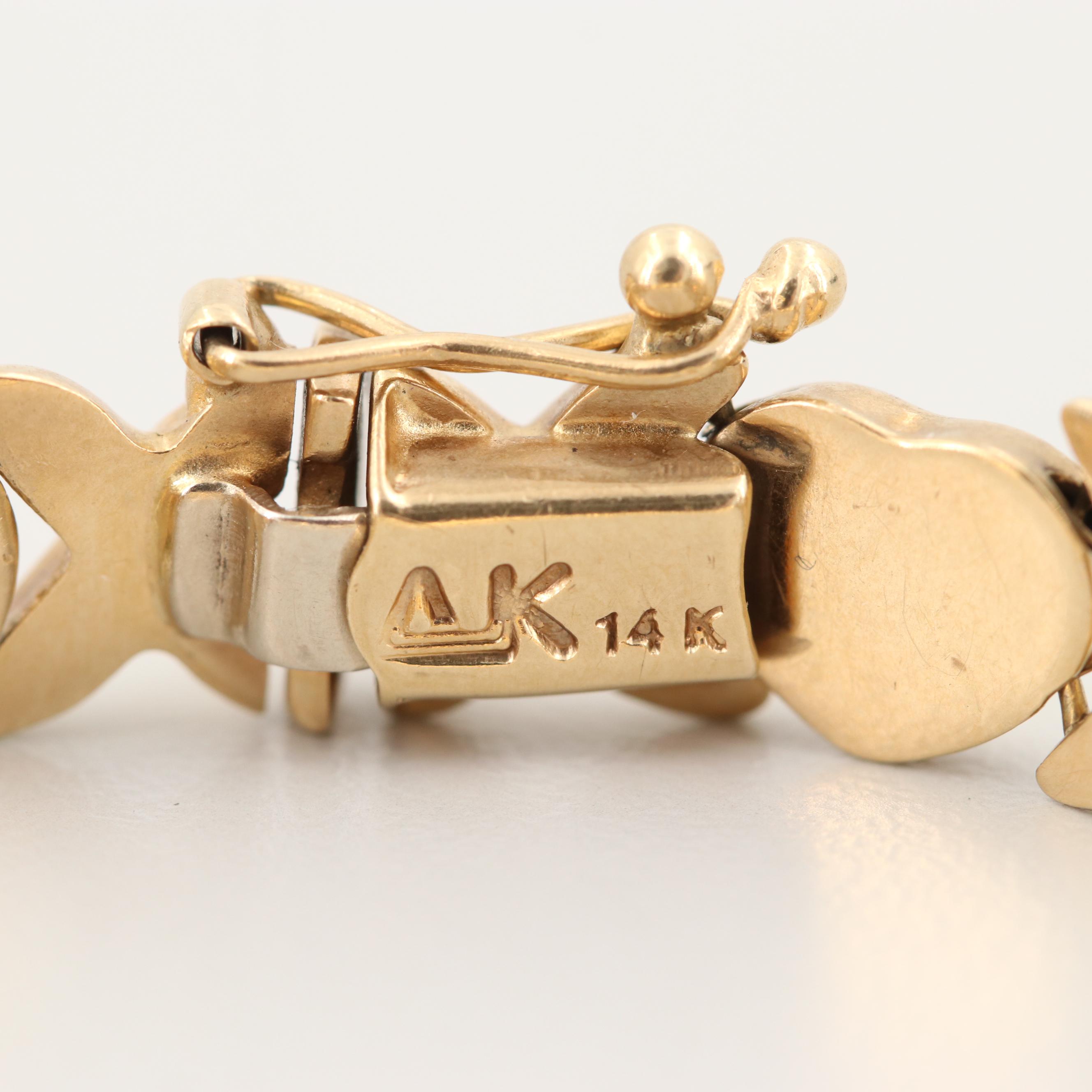 14K Yellow Gold  Hugs and Kisses Bracelet