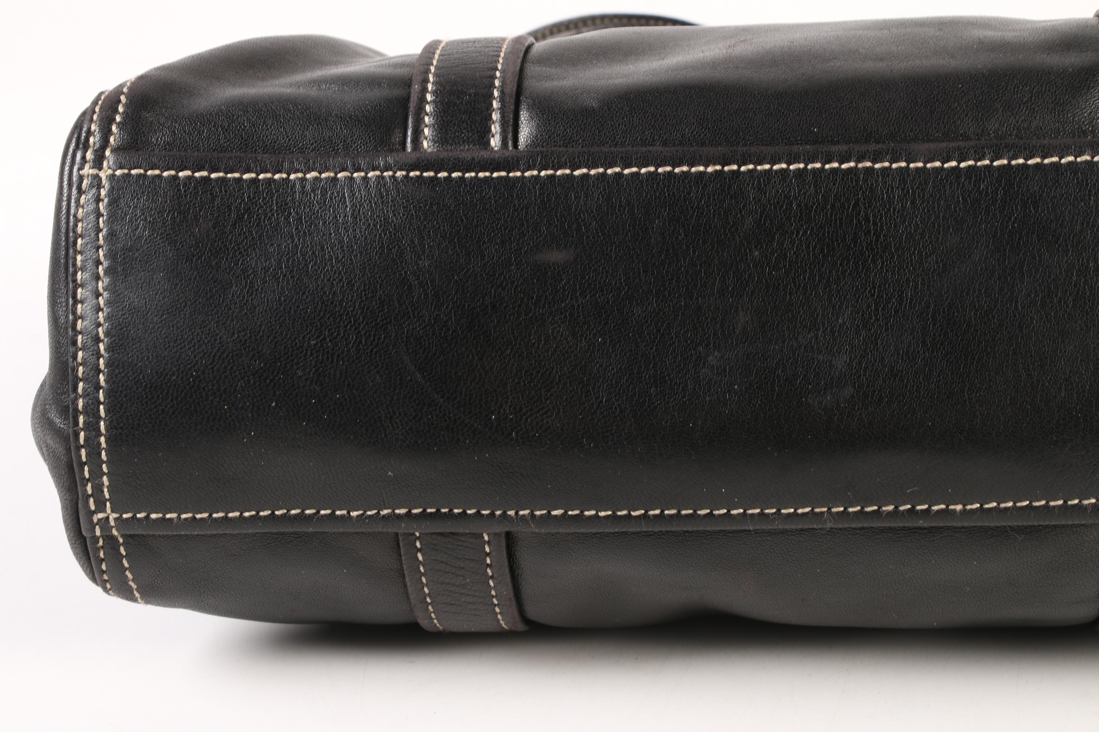 Prada Flap Front Turn Lock Shoulder Bag in Black Leather