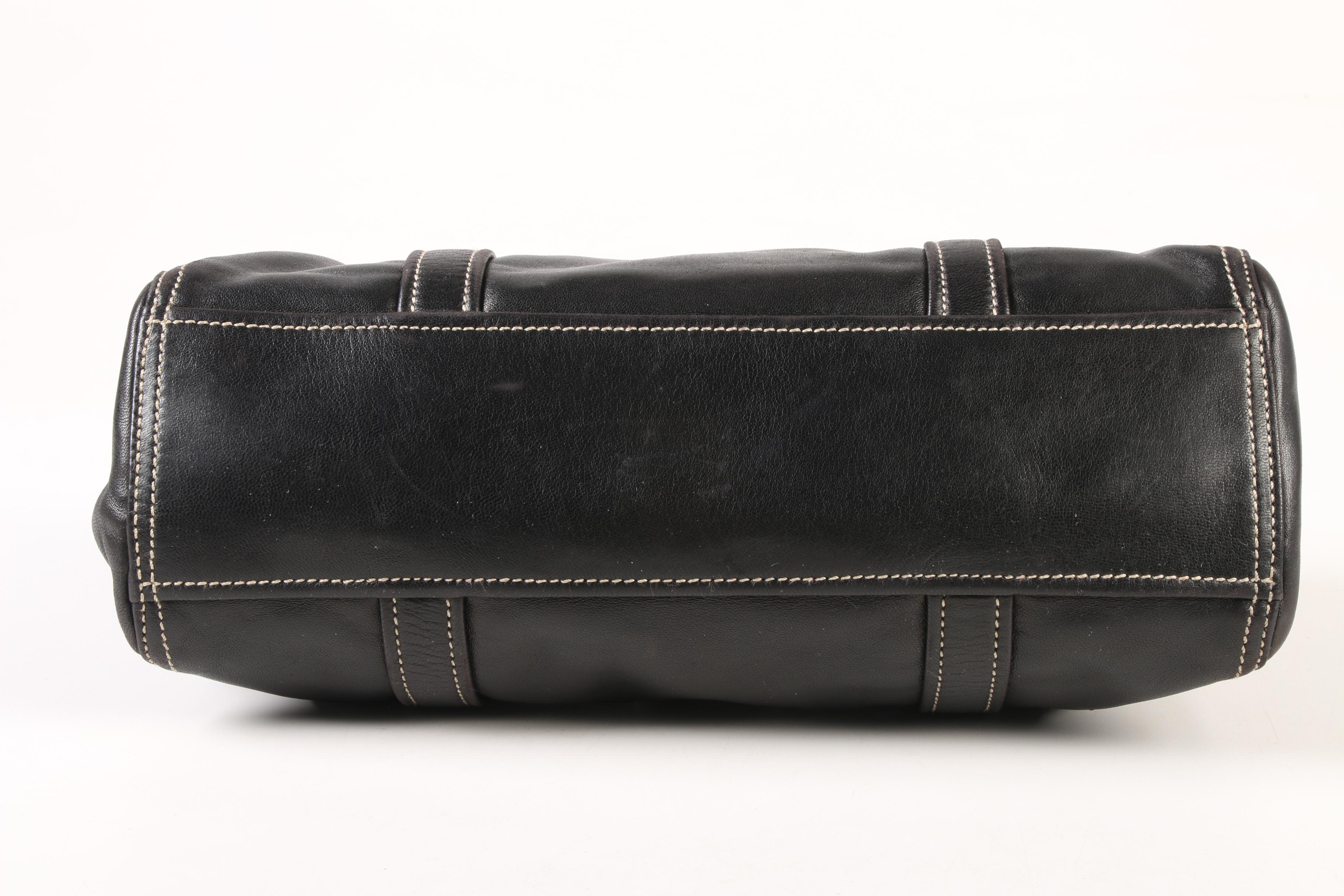 Prada Flap Front Turn Lock Shoulder Bag in Black Leather