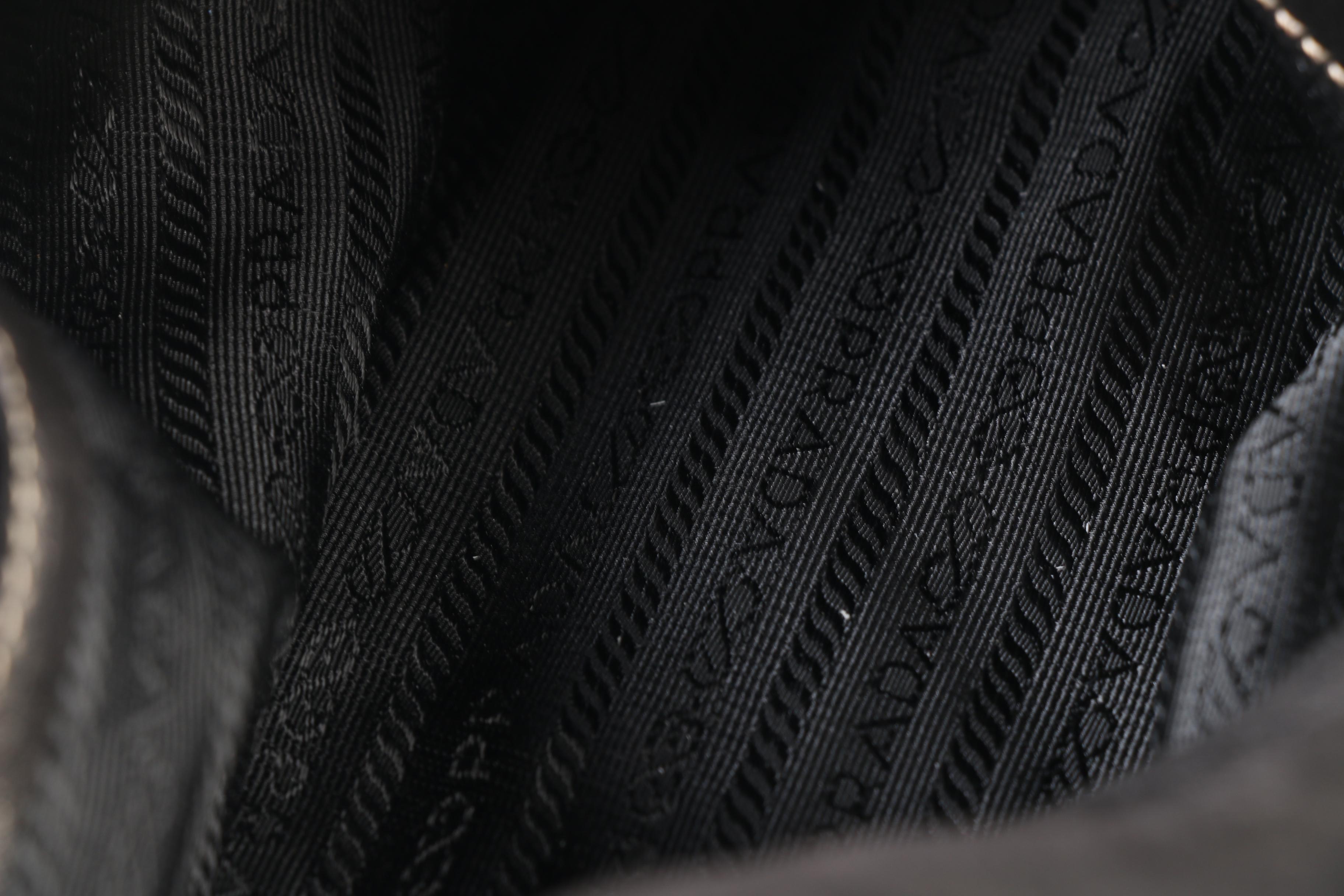 Prada Flap Front Turn Lock Shoulder Bag in Black Leather