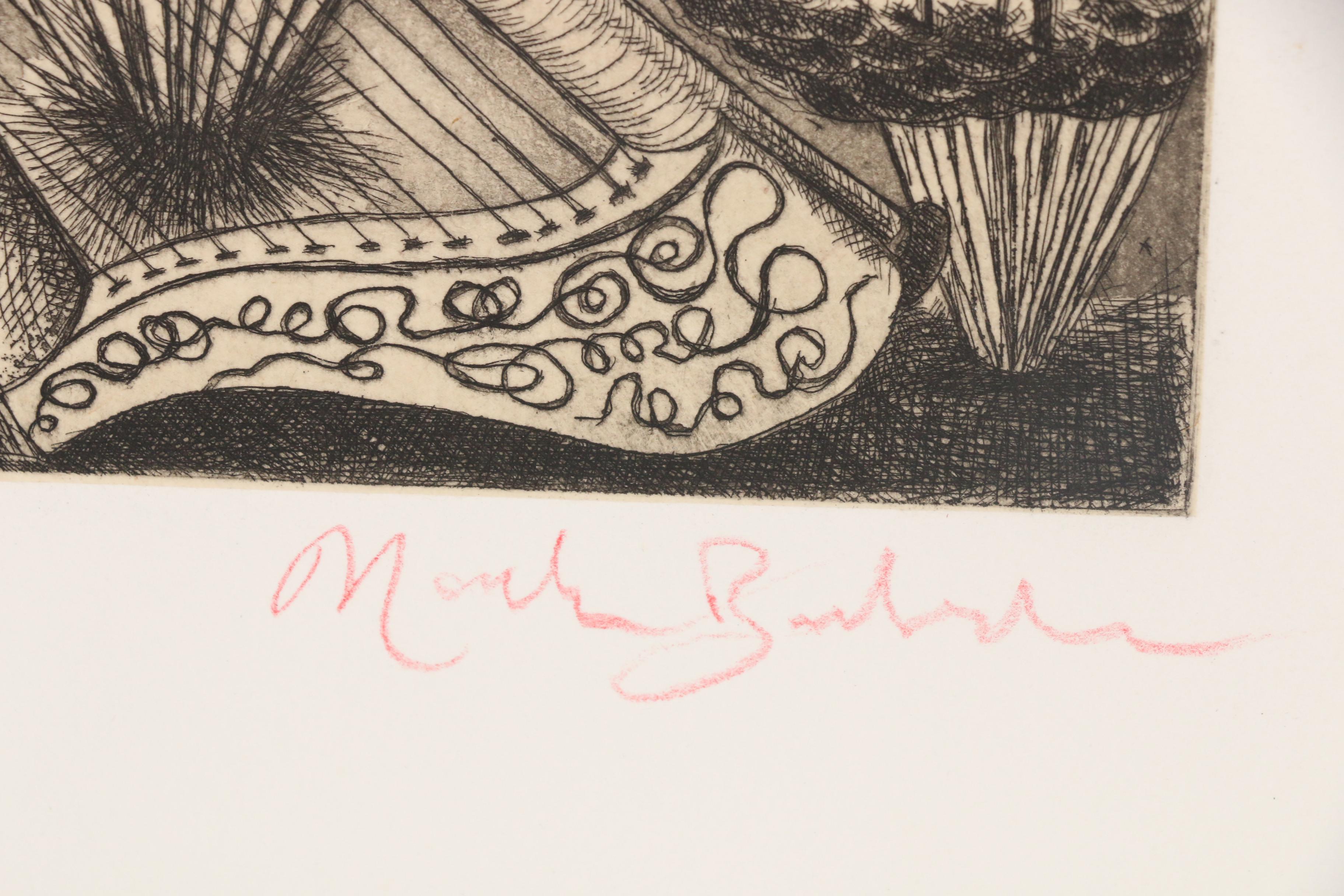 Nick Bubash Etching "The Warbler"