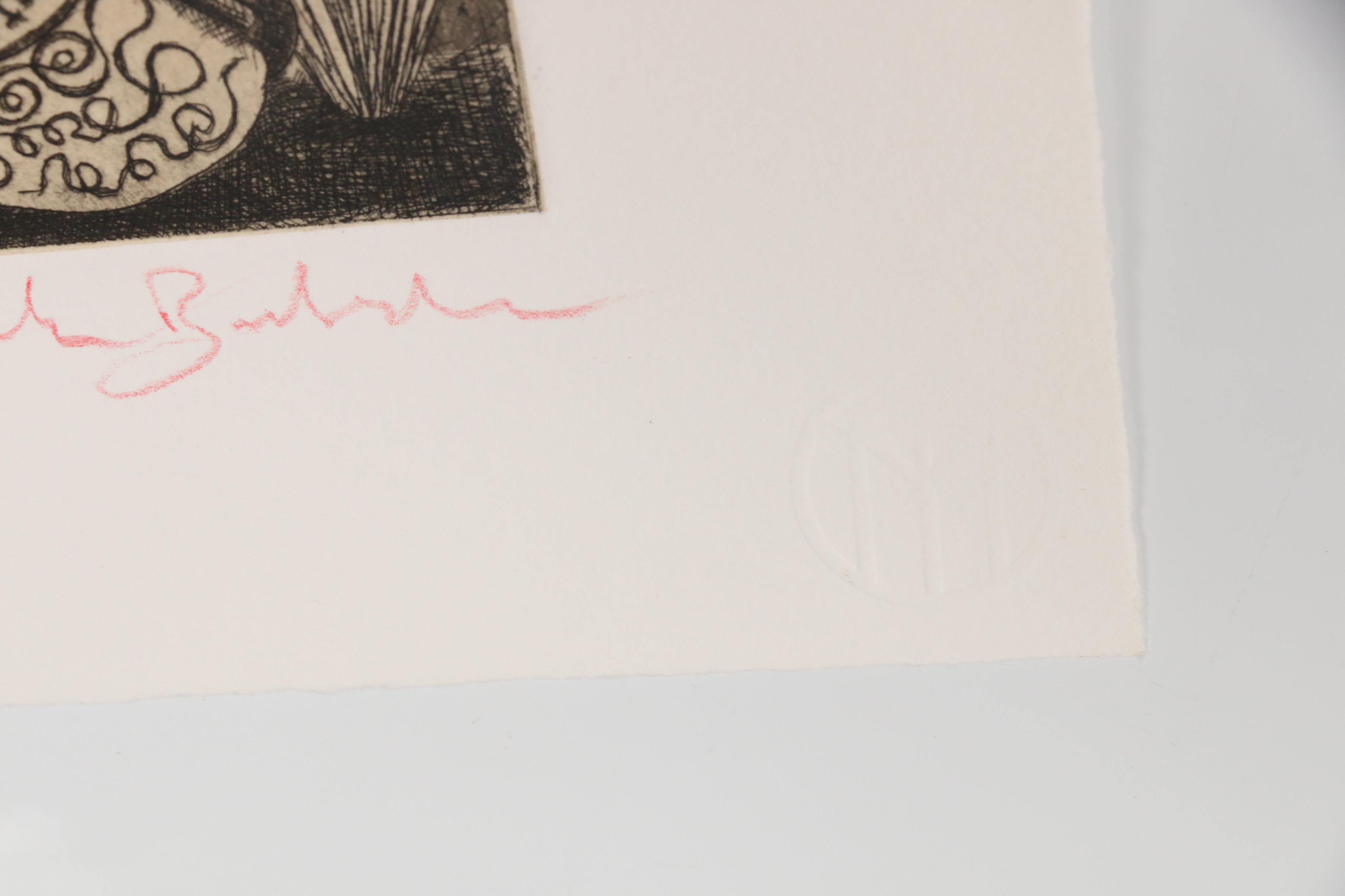 Nick Bubash Etching "The Warbler"