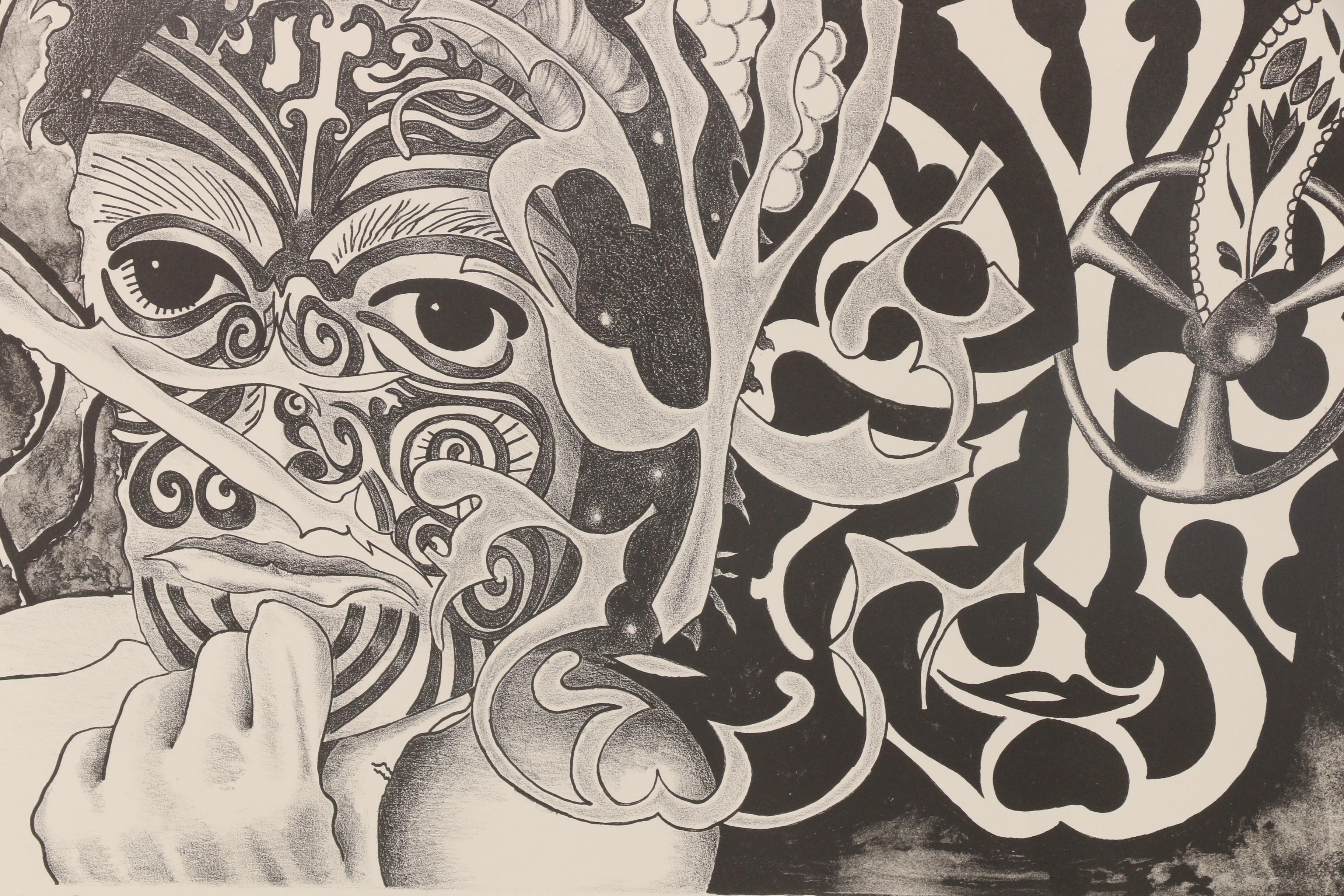 Nick Bubash 1985 Lithograph "Face Off"