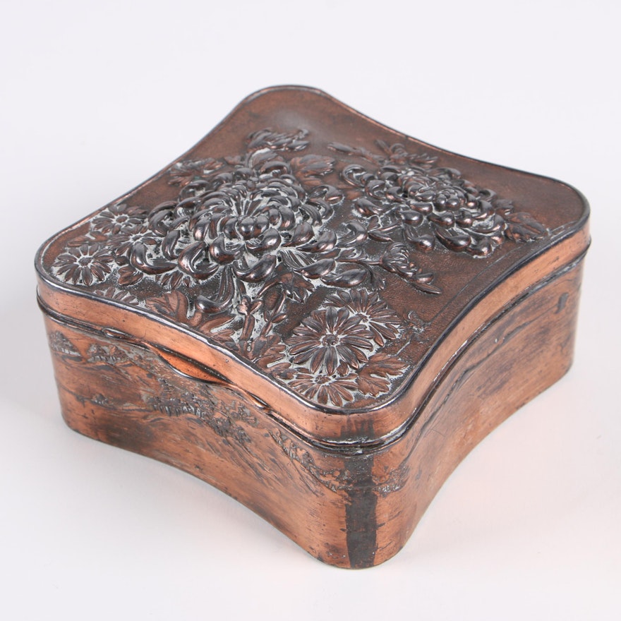 East Asian Style Metal Trinket Box