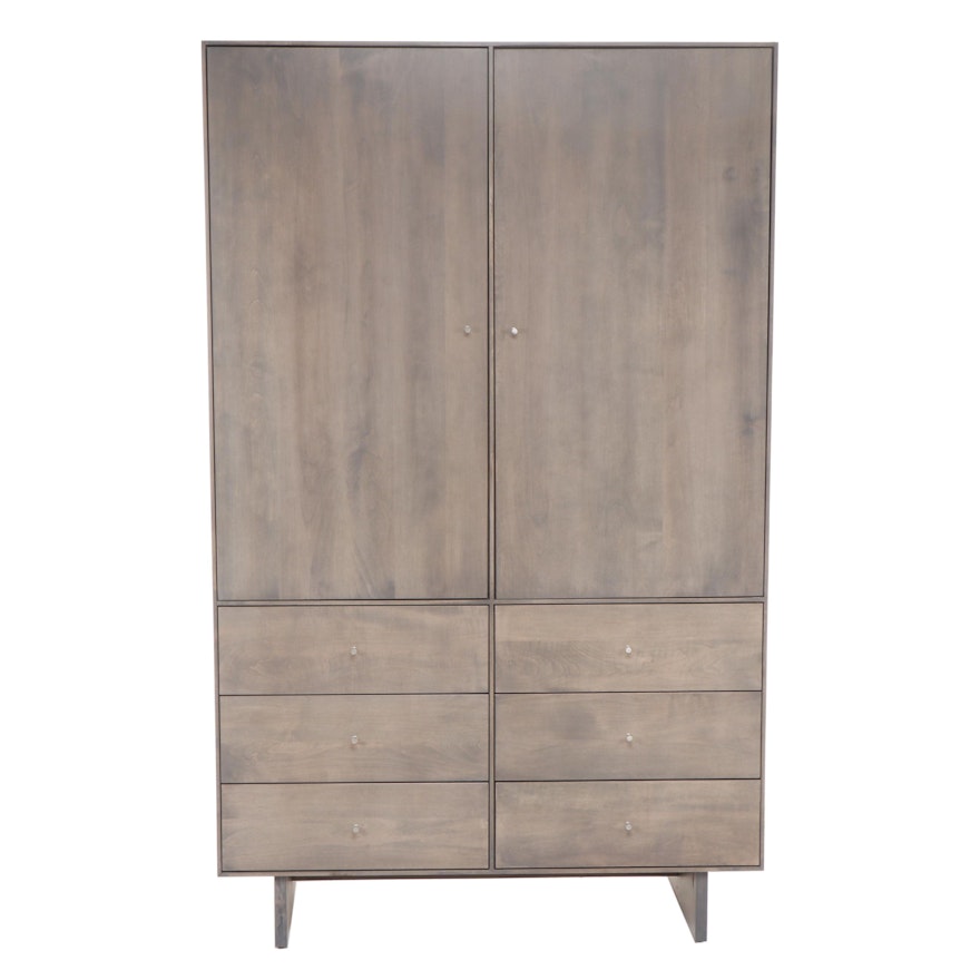 Room and Board "Hudson" Armoire with Wood Base and Shell Finish