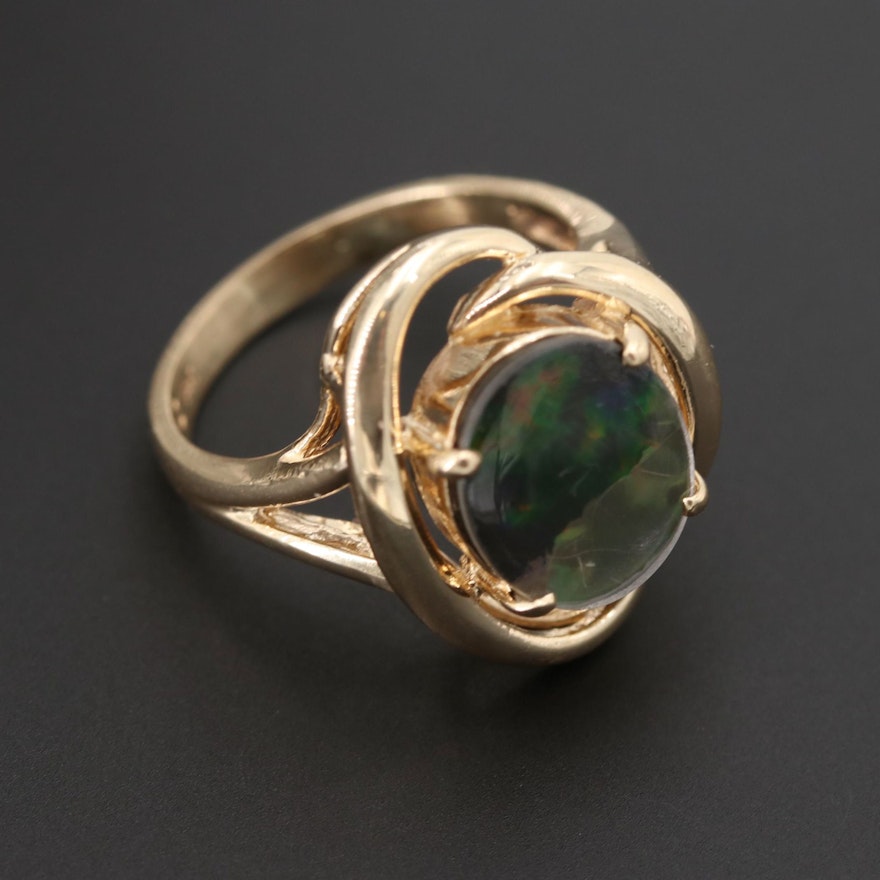 14K Yellow Gold Opal Triplet Ring