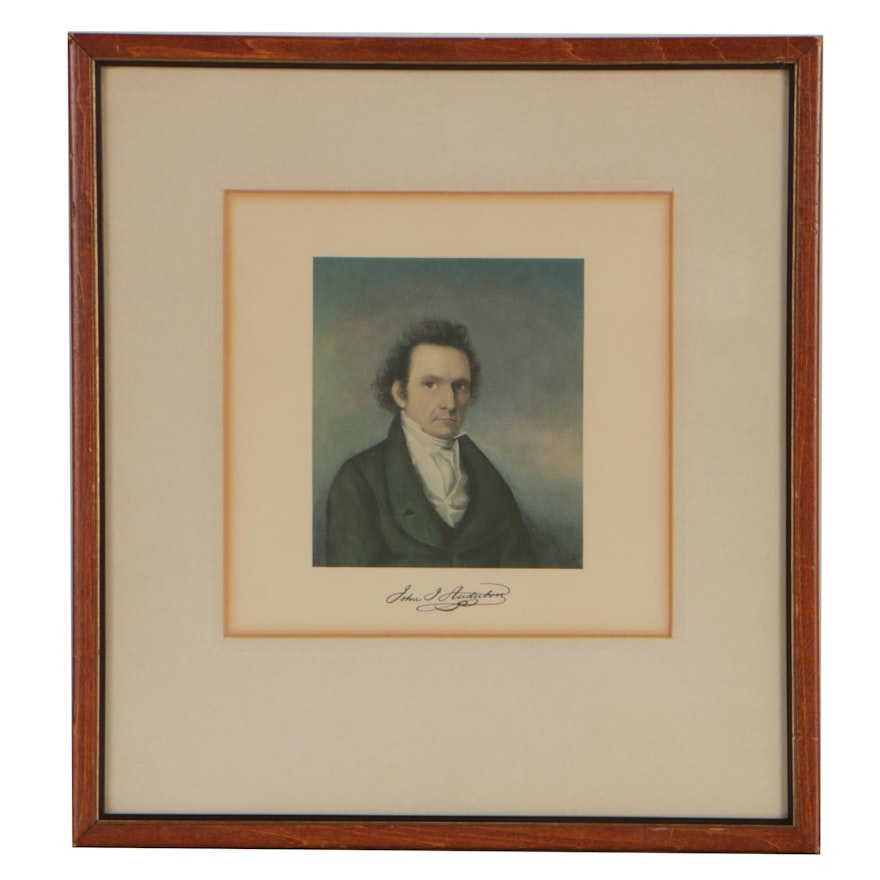 20th Century Offset Lithograph after John James Audubon "Self-Portrait"