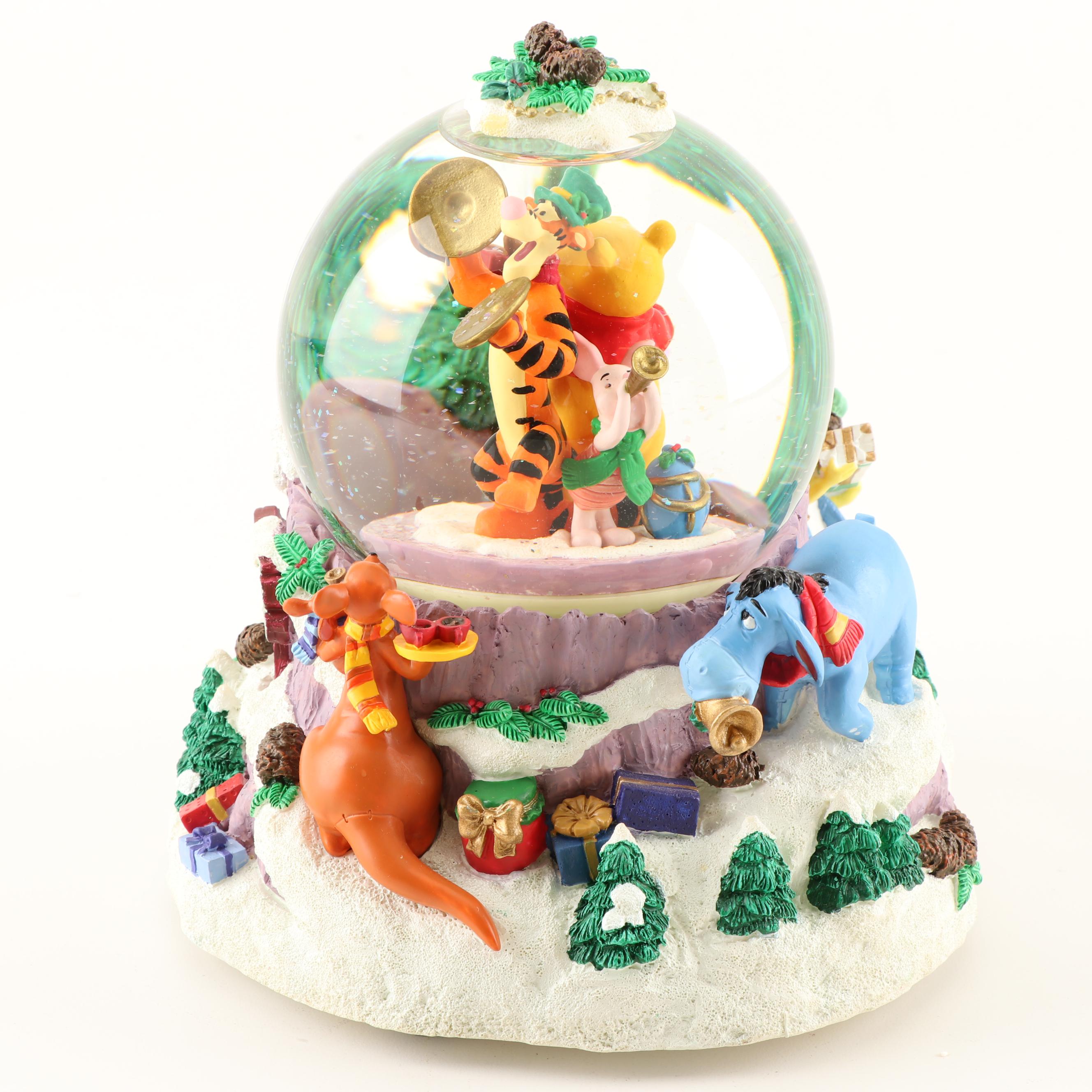 Disney Winnie The Pooh Snow Globe "We Wish You A Merry Christmas" Music Box