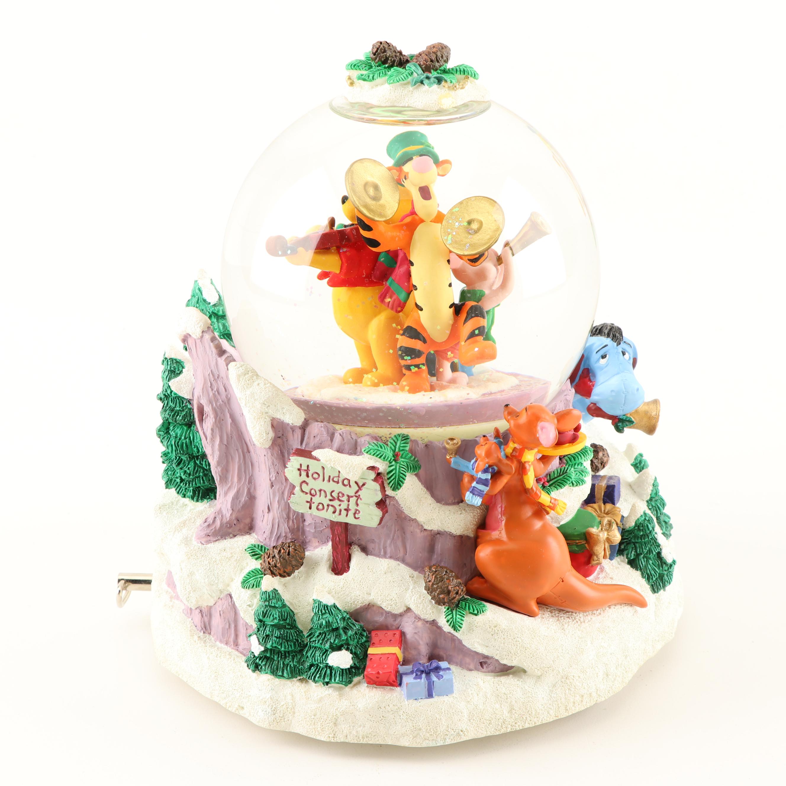 Disney Winnie The Pooh Snow Globe "We Wish You A Merry Christmas" Music Box