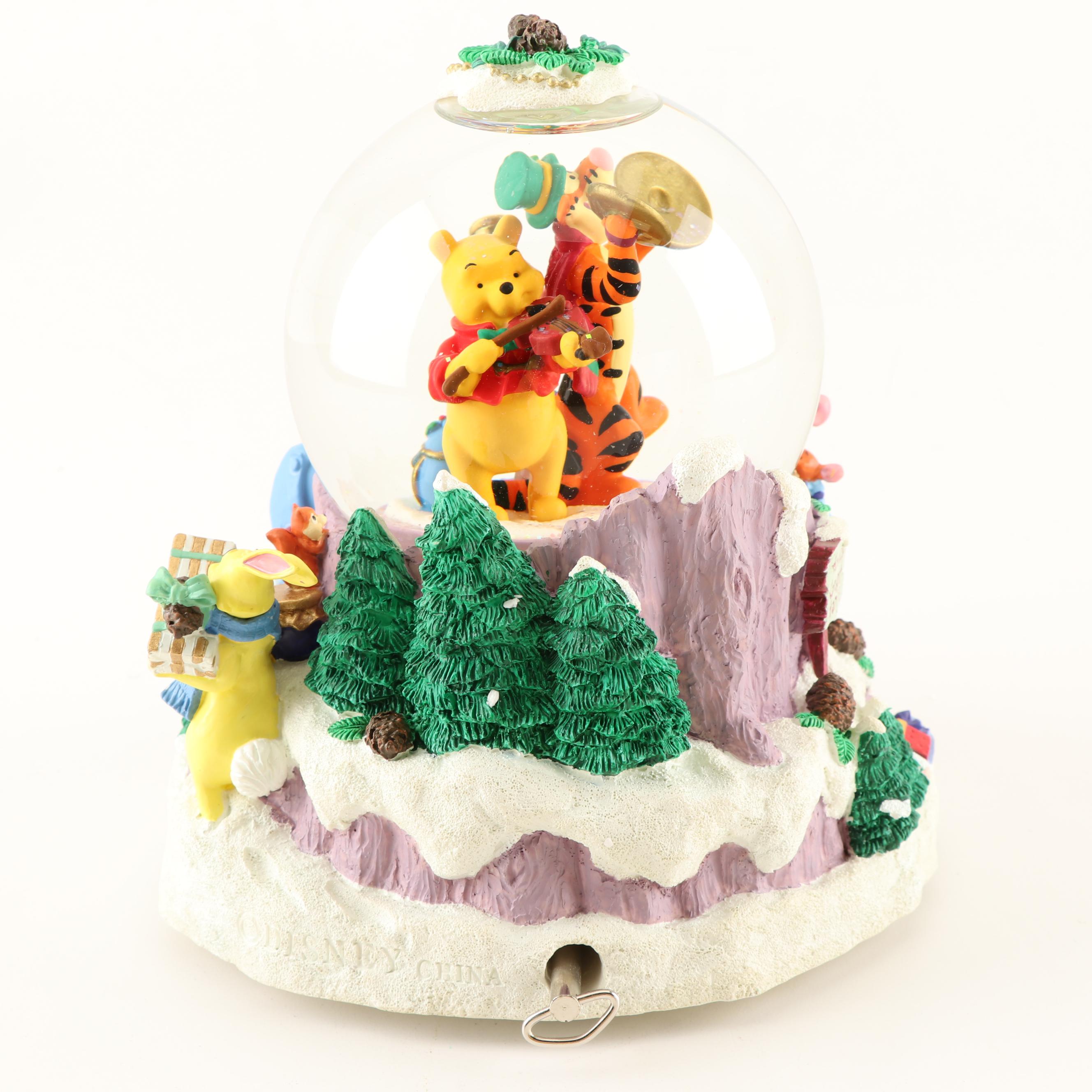 Disney Winnie The Pooh Snow Globe "We Wish You A Merry Christmas" Music Box