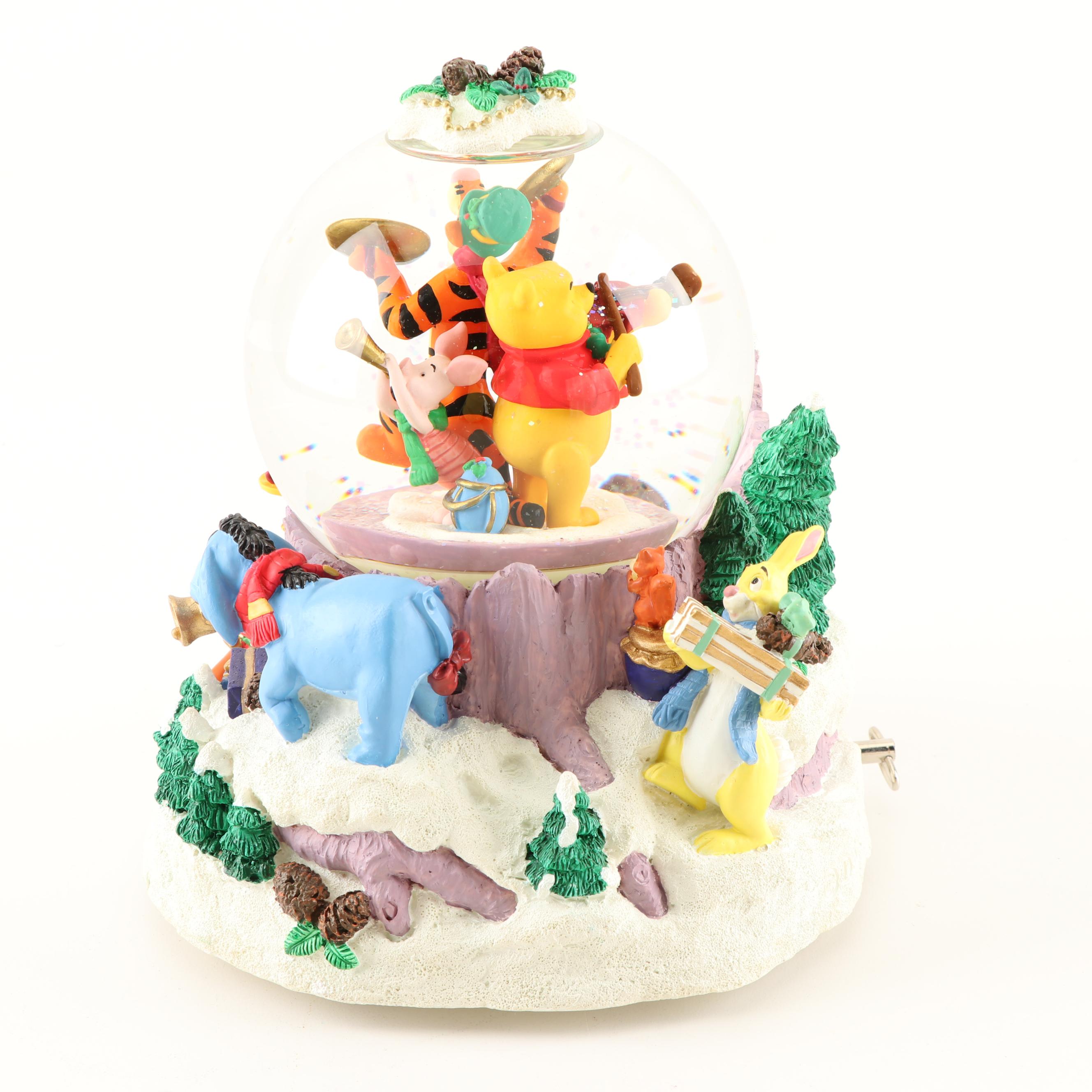 Disney Winnie The Pooh Snow Globe "We Wish You A Merry Christmas" Music Box
