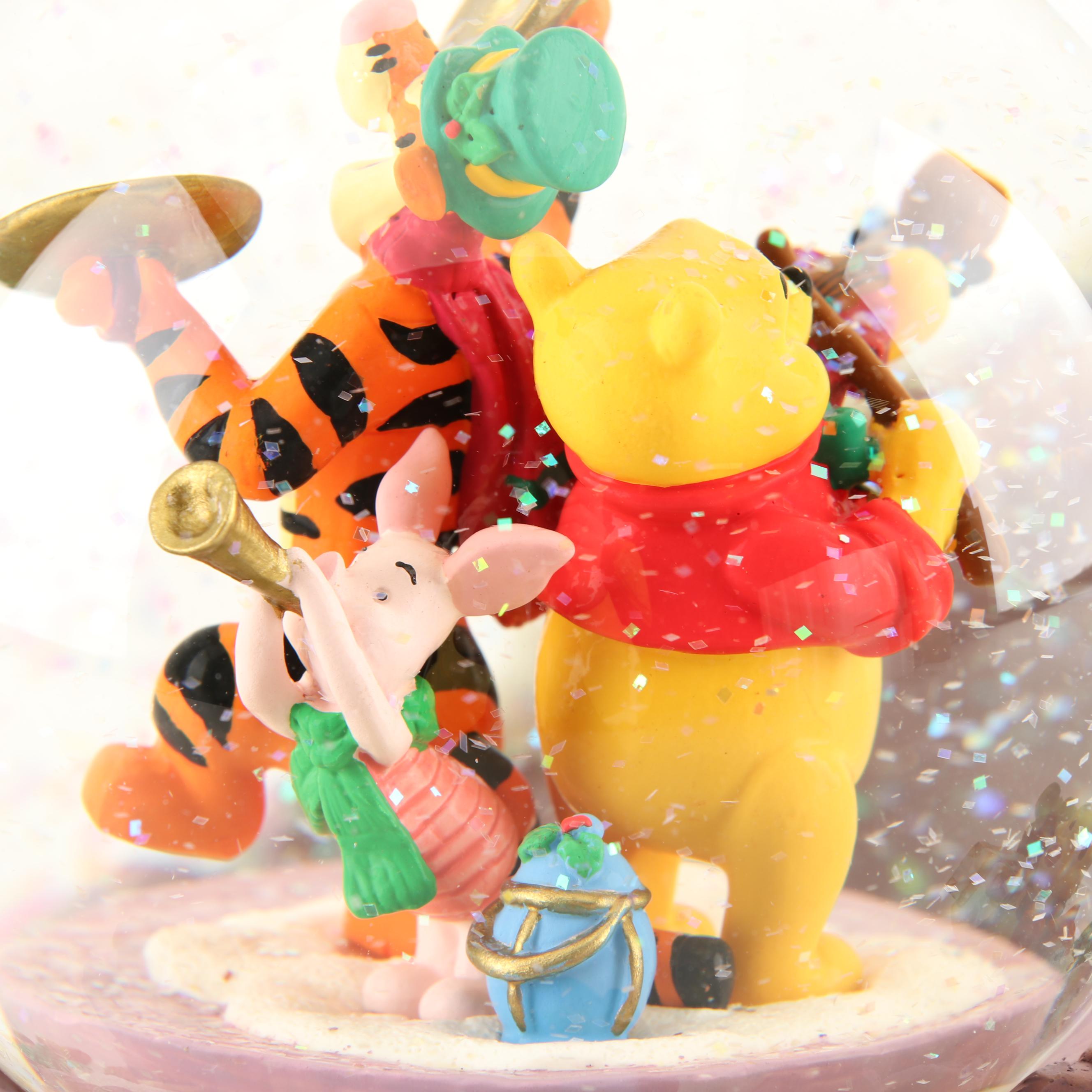 Disney Winnie The Pooh Snow Globe "We Wish You A Merry Christmas" Music Box