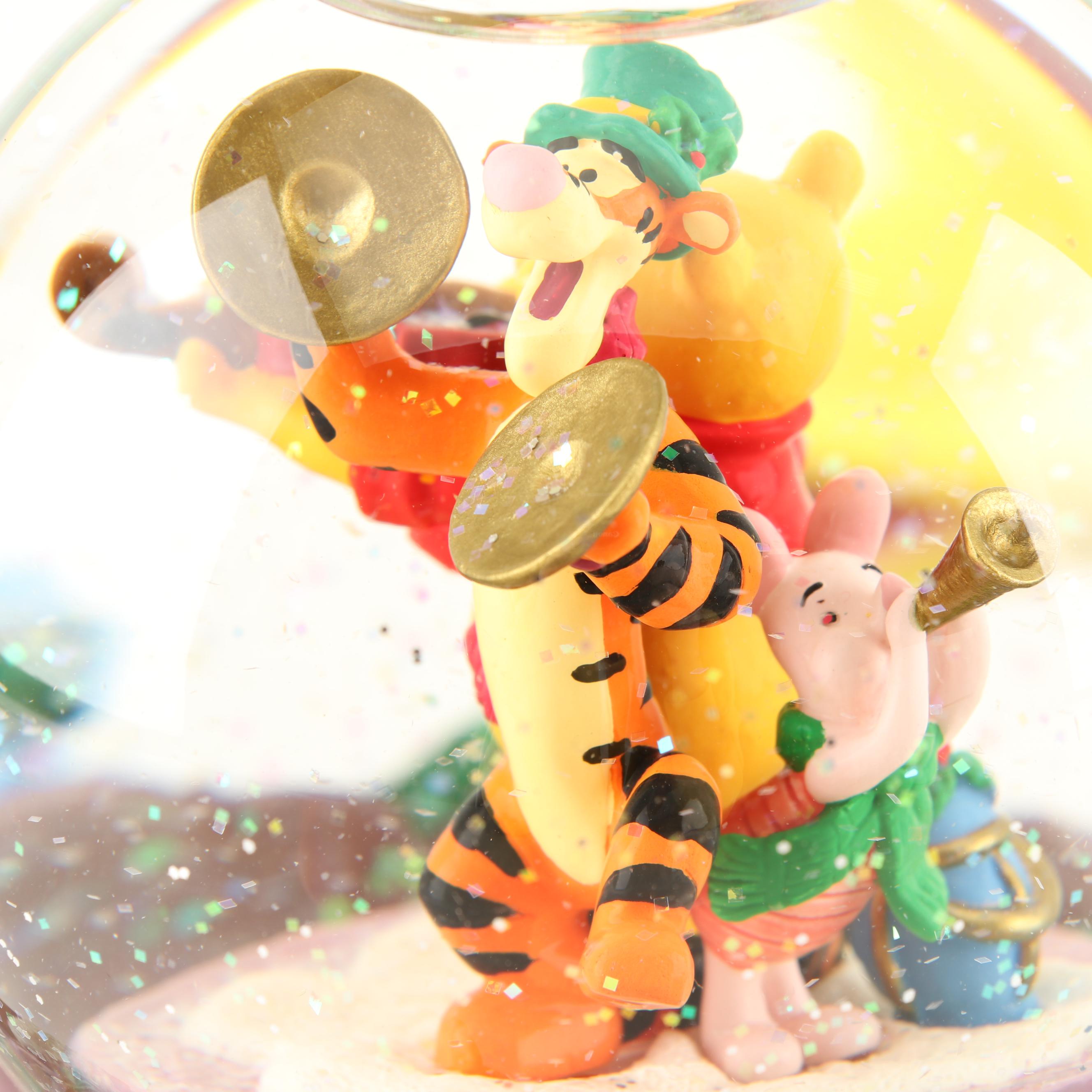 Disney Winnie The Pooh Snow Globe "We Wish You A Merry Christmas" Music Box