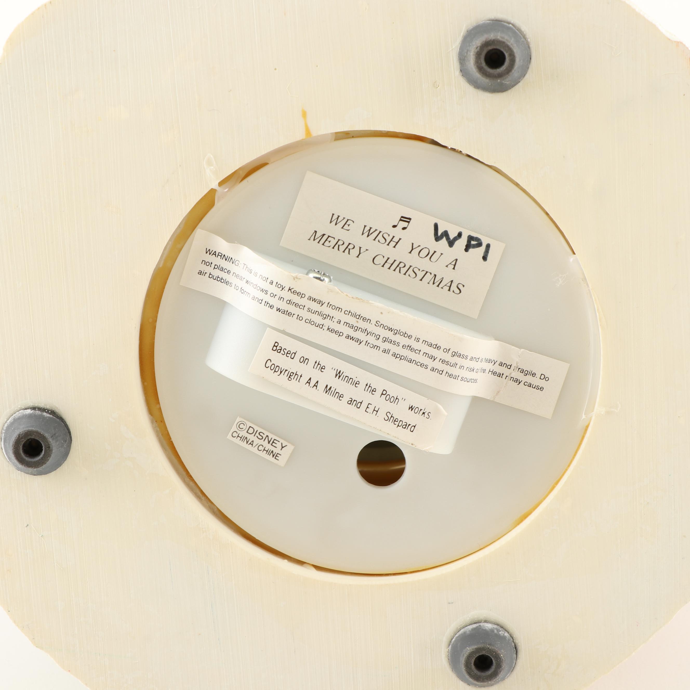 Disney Winnie The Pooh Snow Globe "We Wish You A Merry Christmas" Music Box