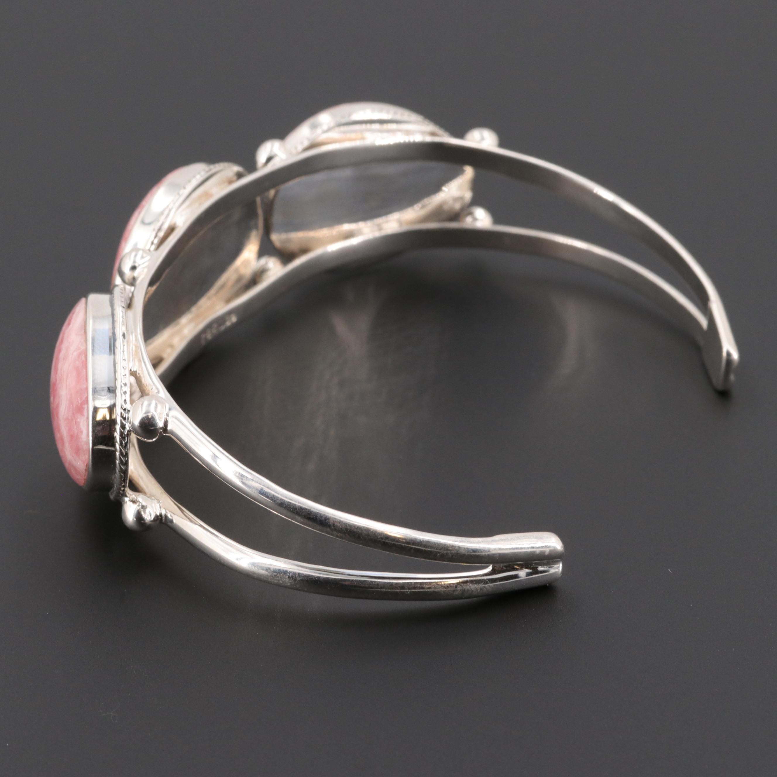 Sterling Silver Rhodochrosite Cuff Bracelet