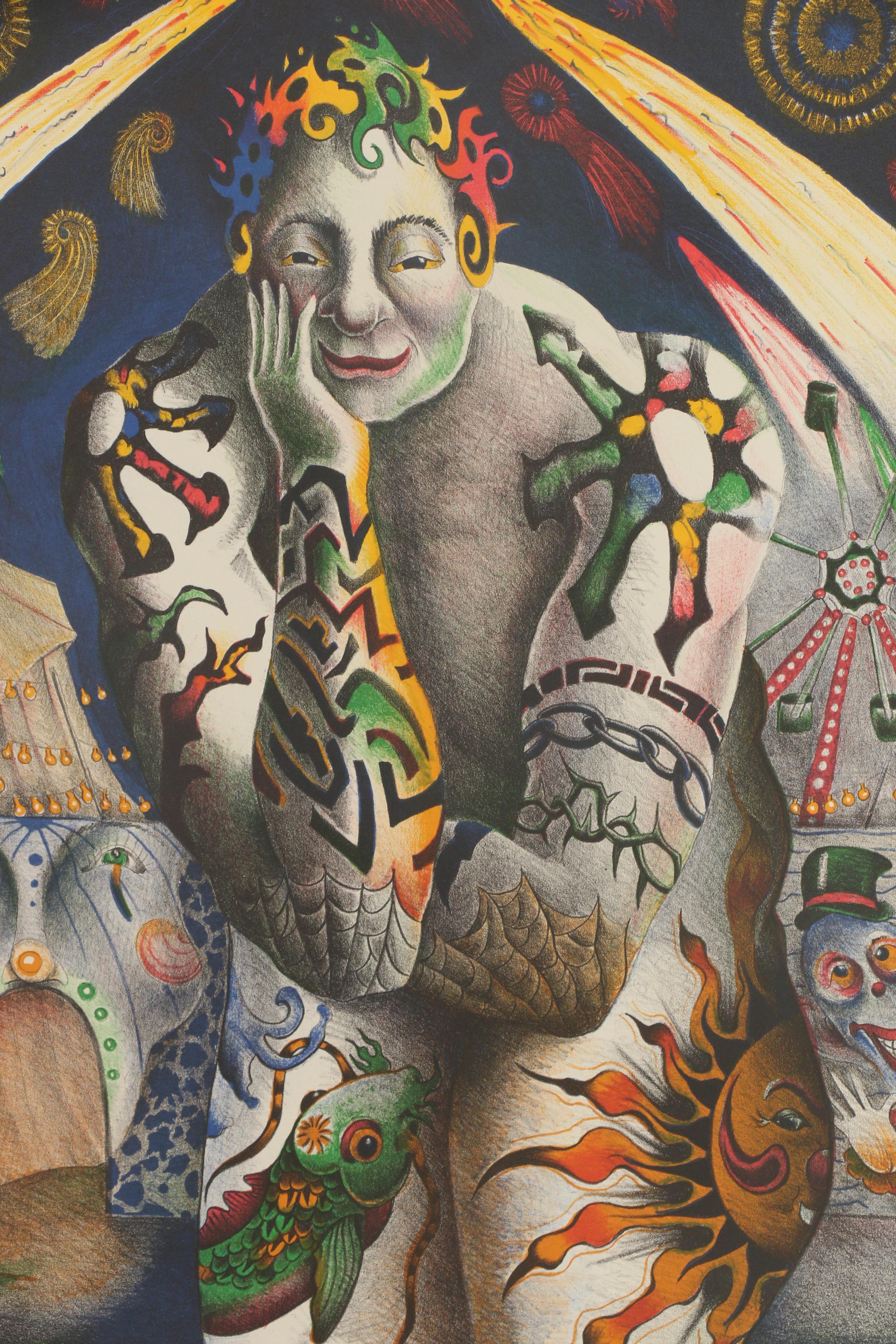 Nick Bubash 2001 Lithograph "Tattooed Guy"