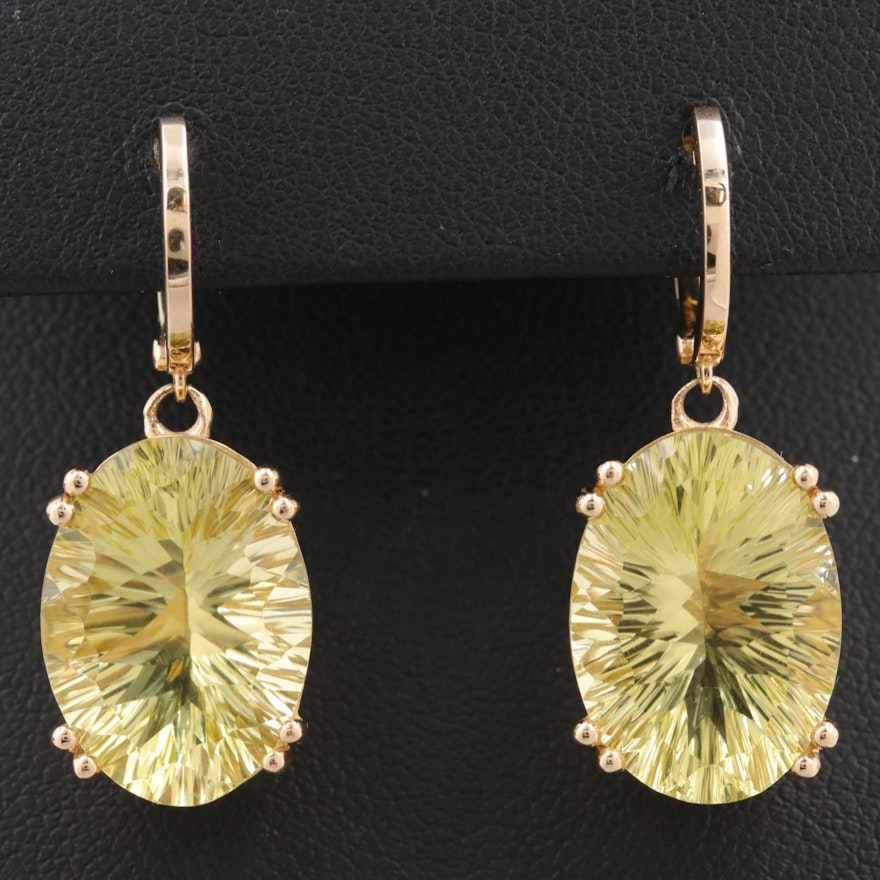 14K Yellow Gold 18.88 CTW Citrine Dangle Earrings