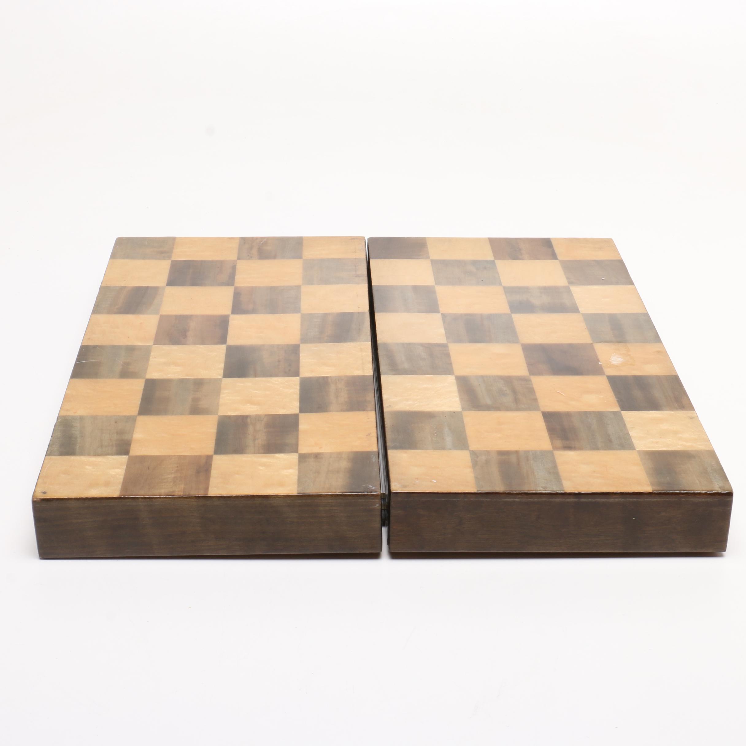 Korean Carved Soapstone and Resin on Wood Chess Set