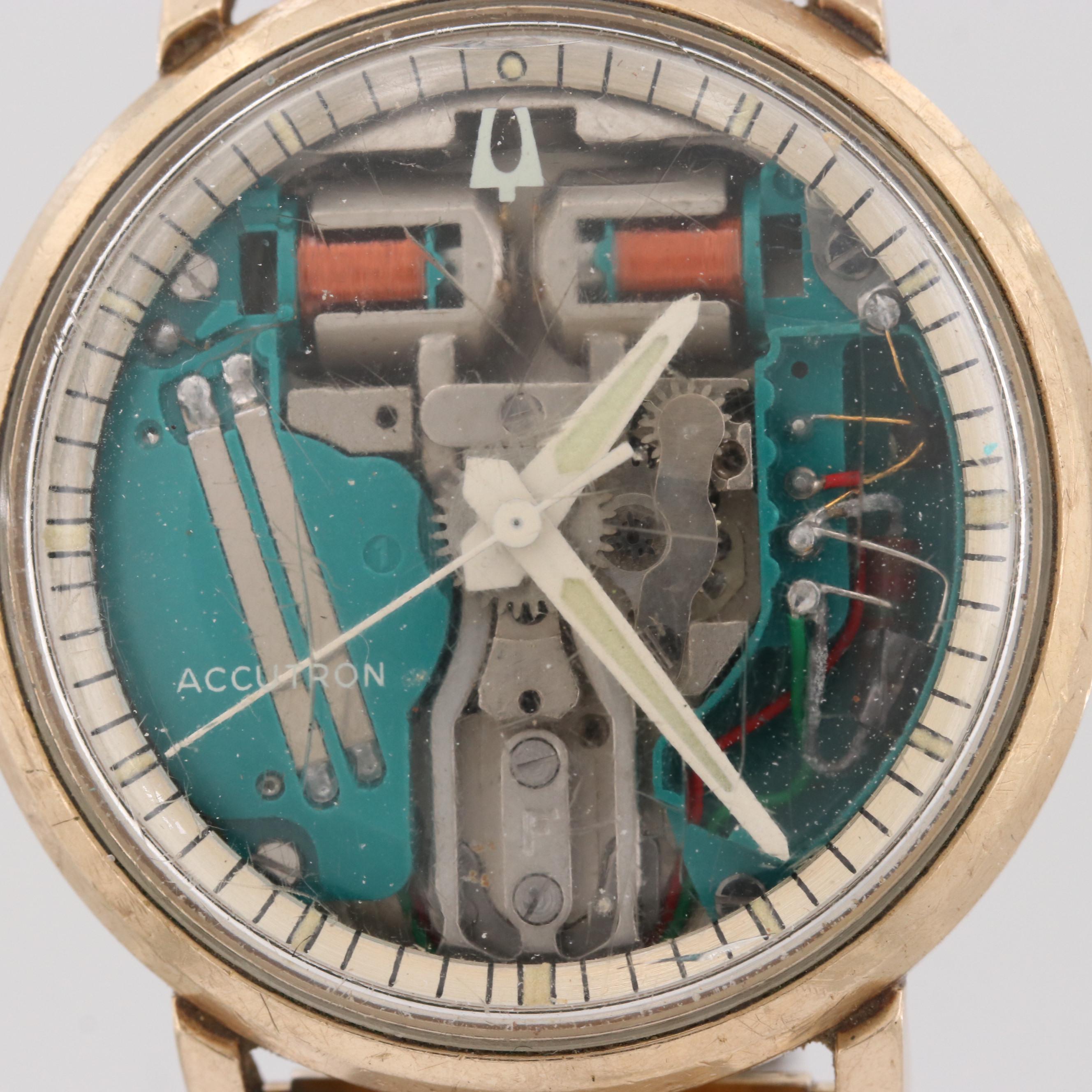 Vintage Bulova Accutron Spaceview 214 Gold Filled Tuning Fork Watch