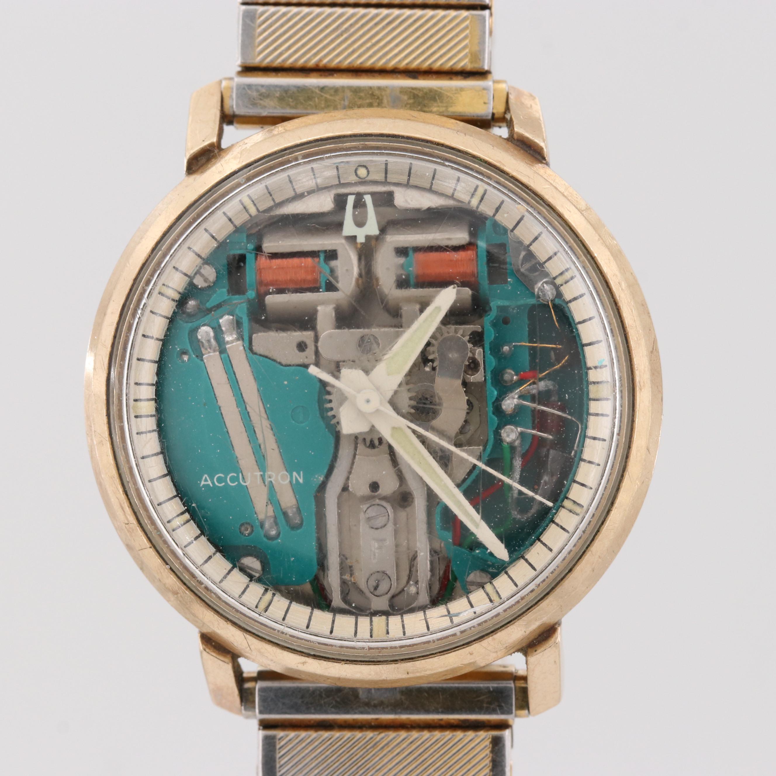 Vintage Bulova Accutron Spaceview 214 Gold Filled Tuning Fork Watch