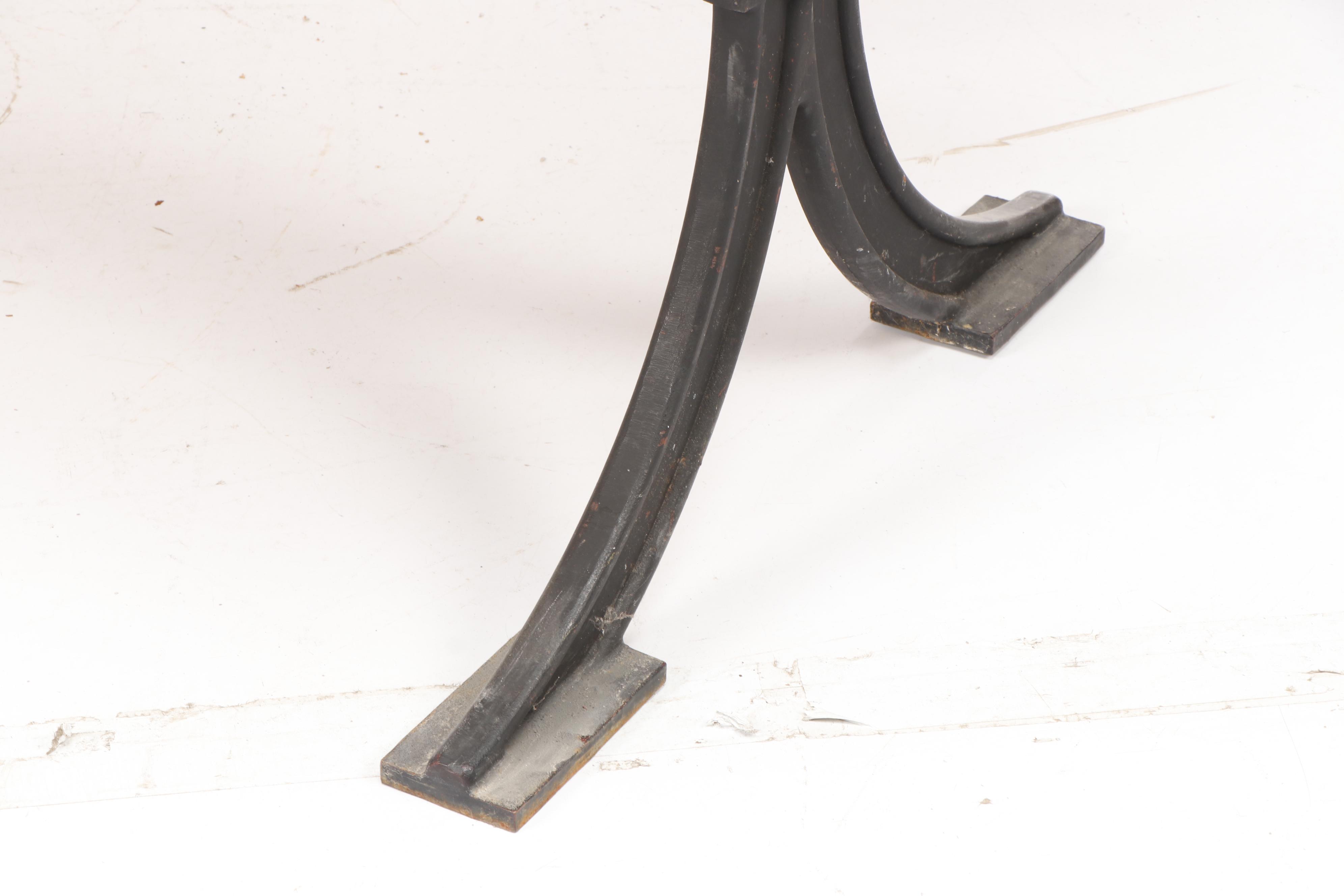 Wooden Table with Iron Base