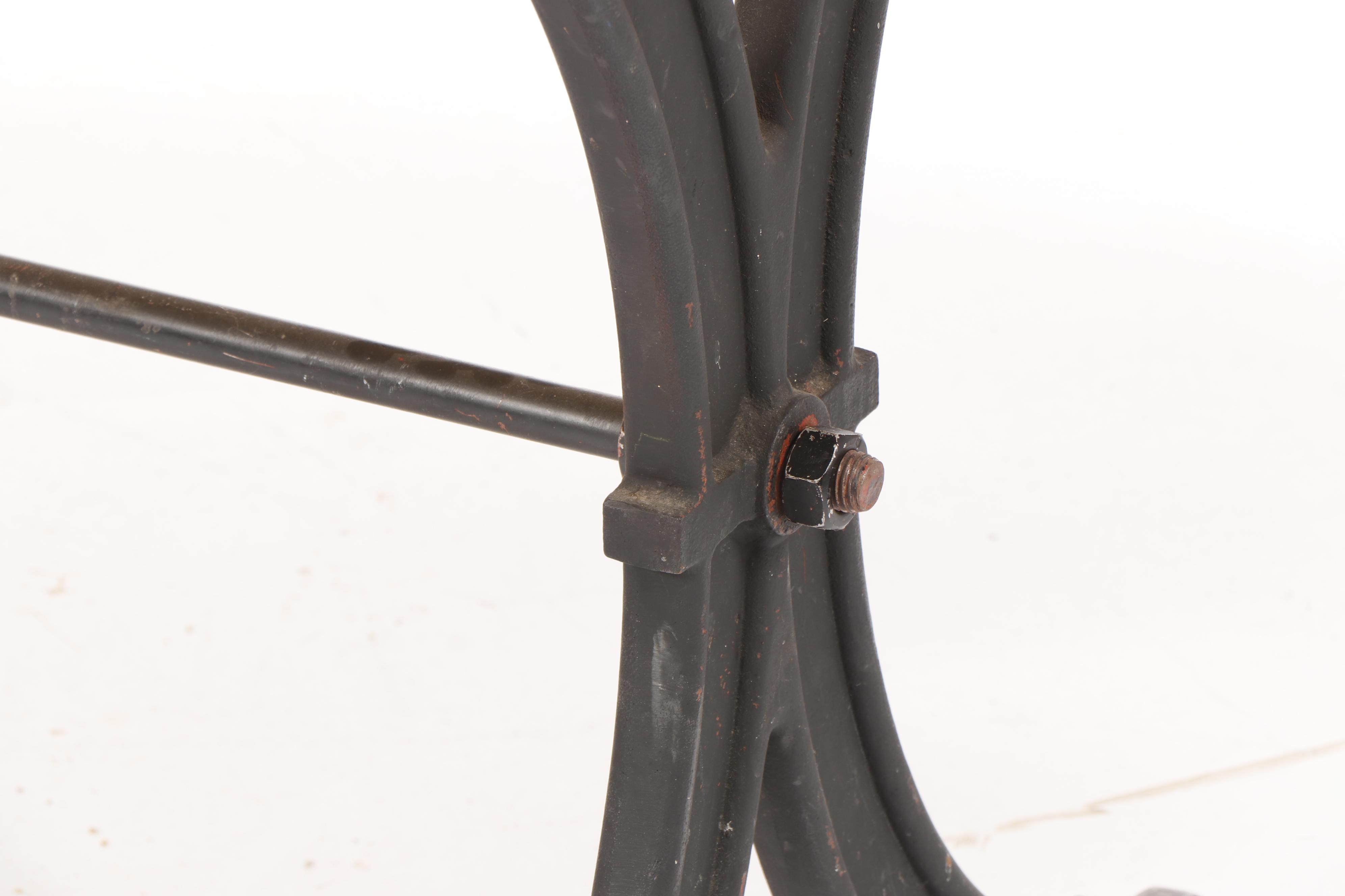 Wooden Table with Iron Base