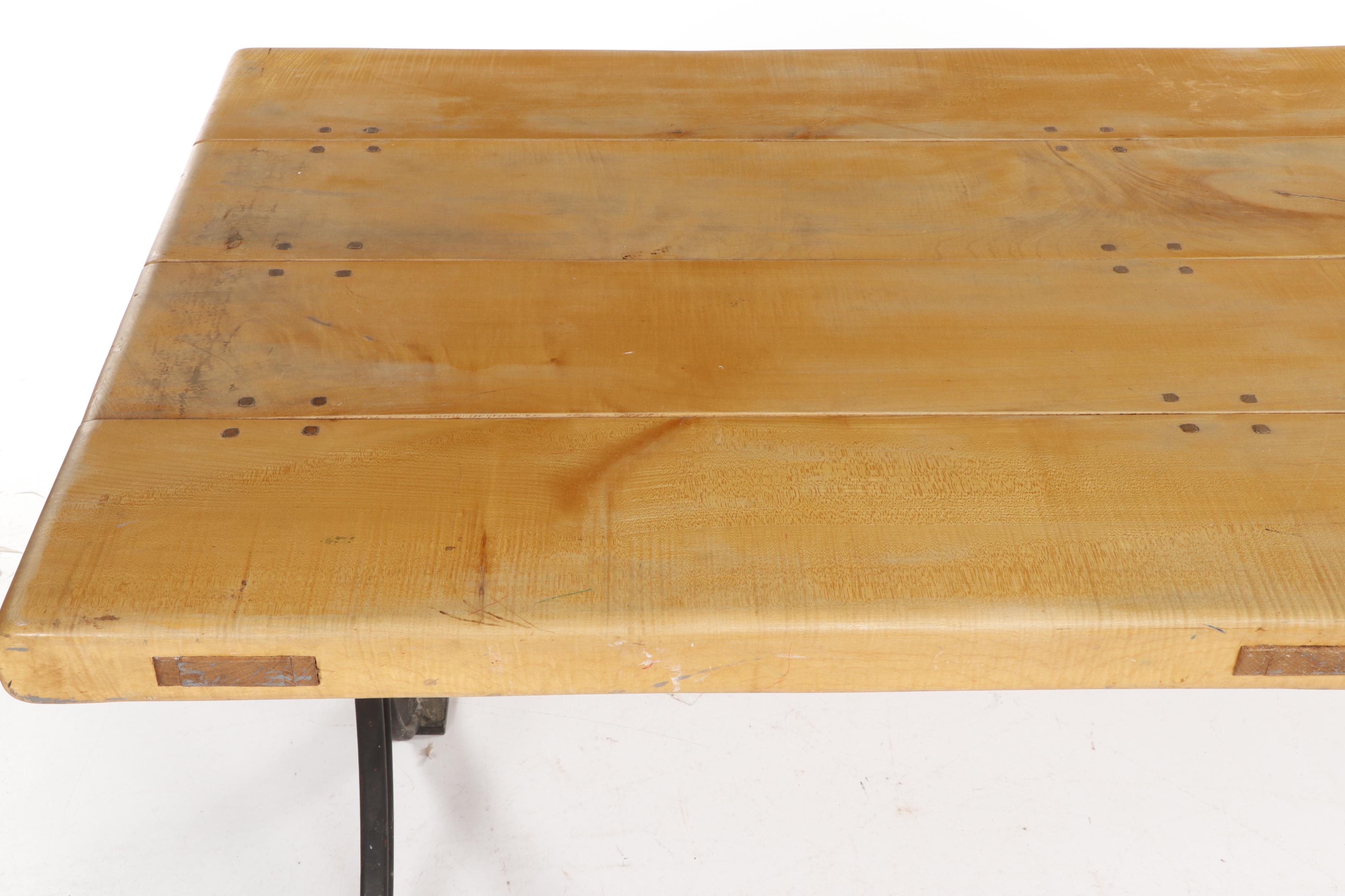 Wooden Table with Iron Base